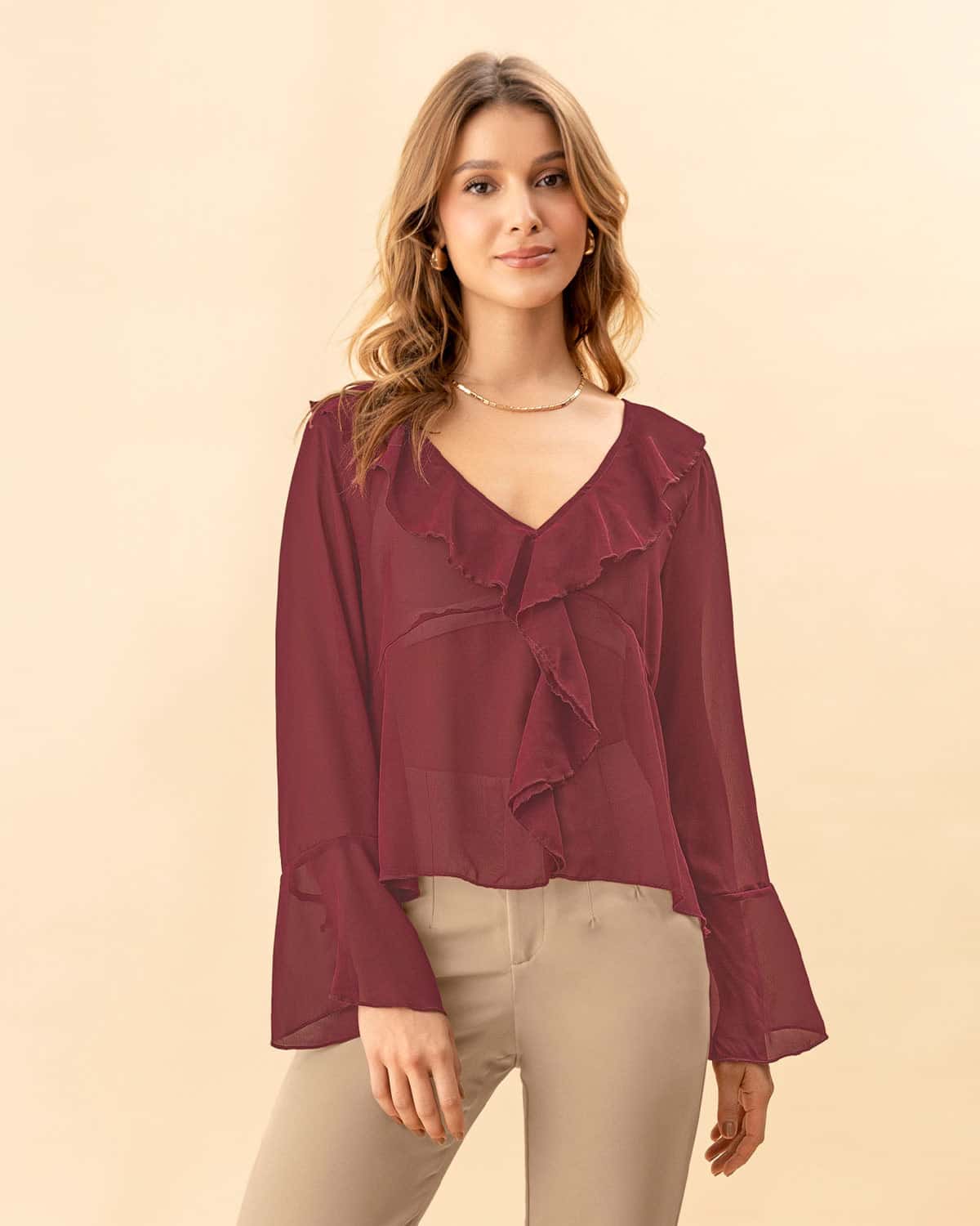 Blusa con bolero en escote en tela con transparencia