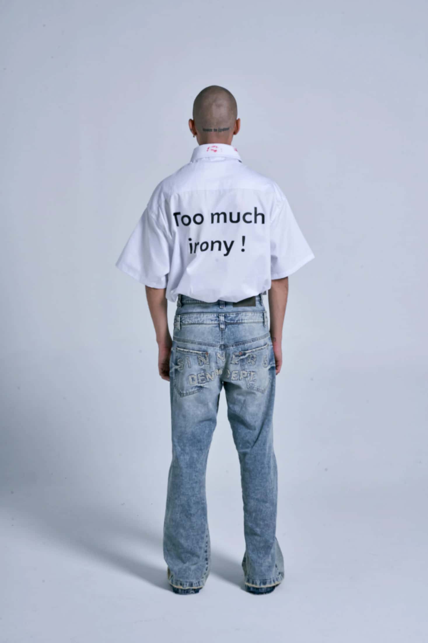 TOO MUCH IRONY! WHITE OVERSHIRT - miniatura 9