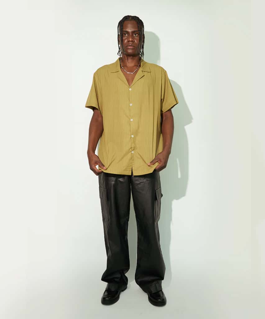 Camp Shirt in Green Pinstripe