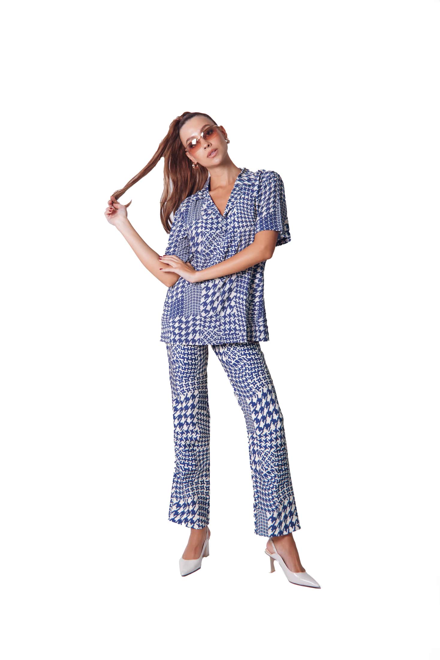 Camp Shirt in Geometrical Blue