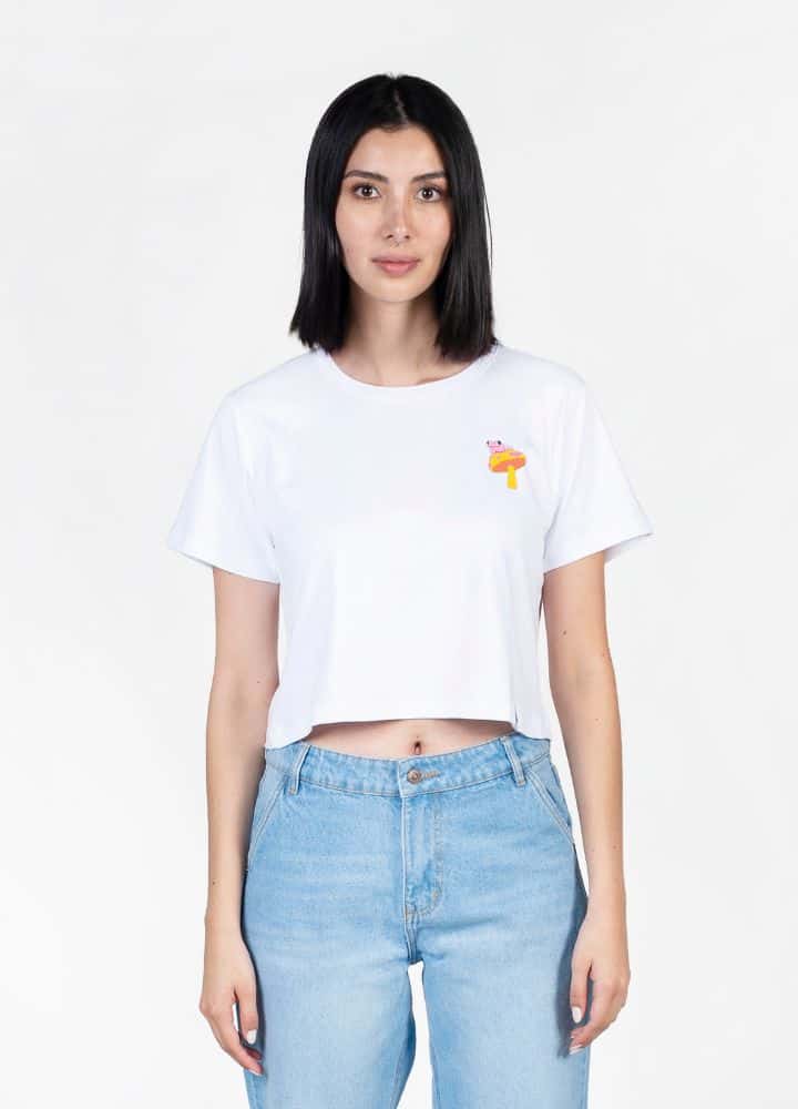 Fungi Crop Top - Blanco