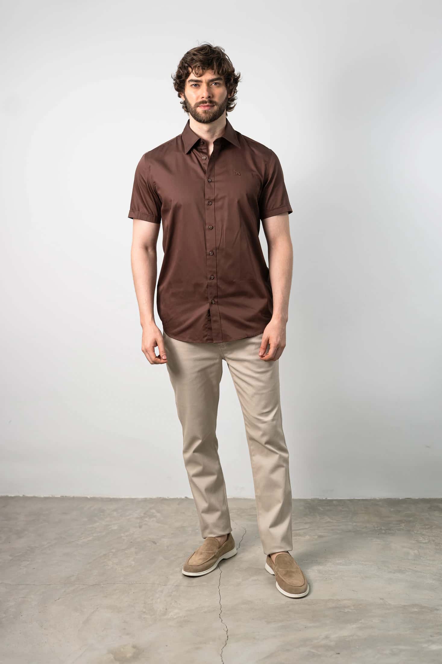 Camisa Manga Corta Café
