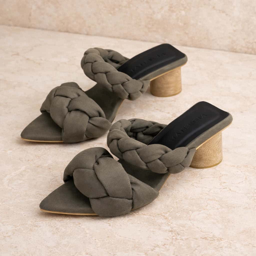 Green Vetra Braided Sandals