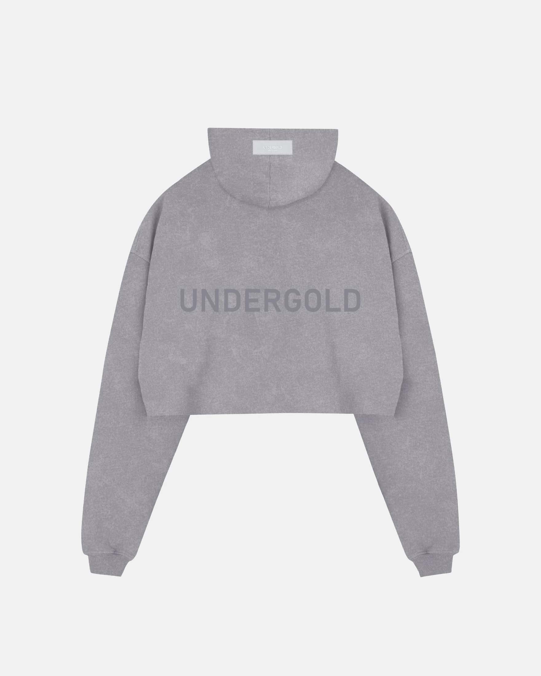 Line Logo Cropped Hoodie Washed Gray