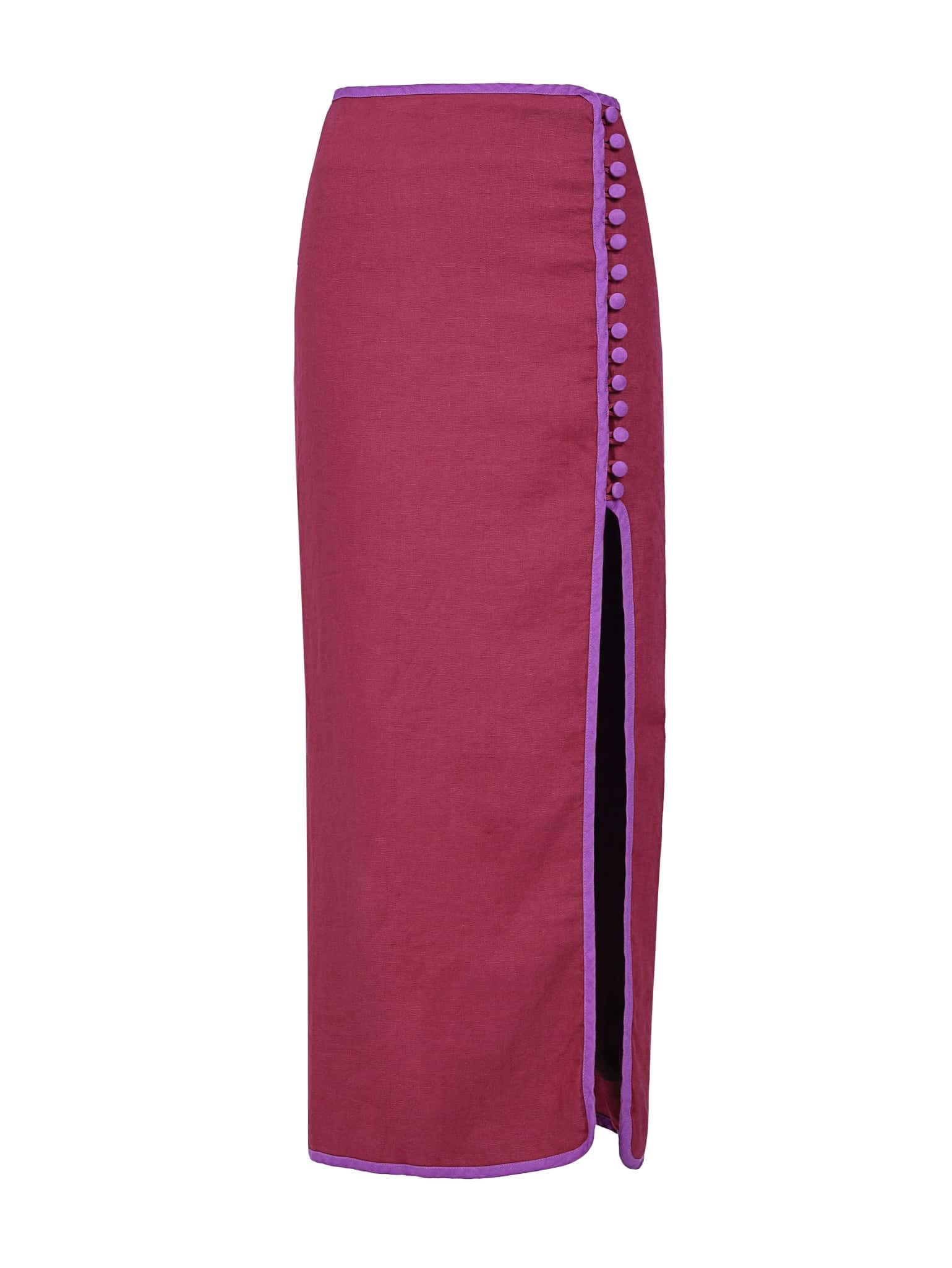 Falda Qipao de lino | Vino / Morado