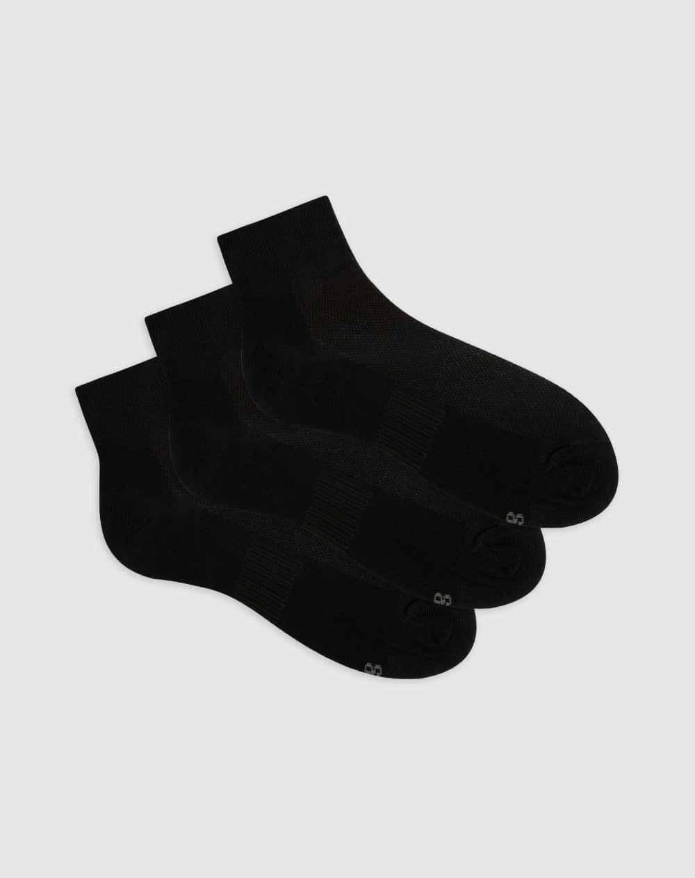 Medias hombre tobillera acolchadas pack x3 negras