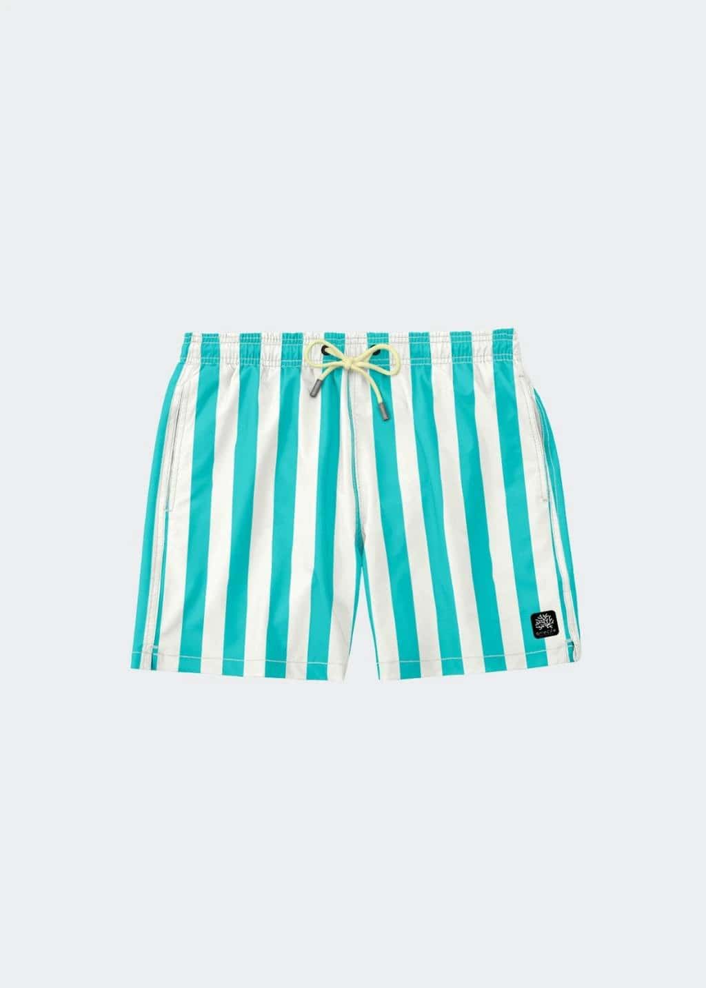 SHORT DE BAÑO LÍNEAS TURQUESA