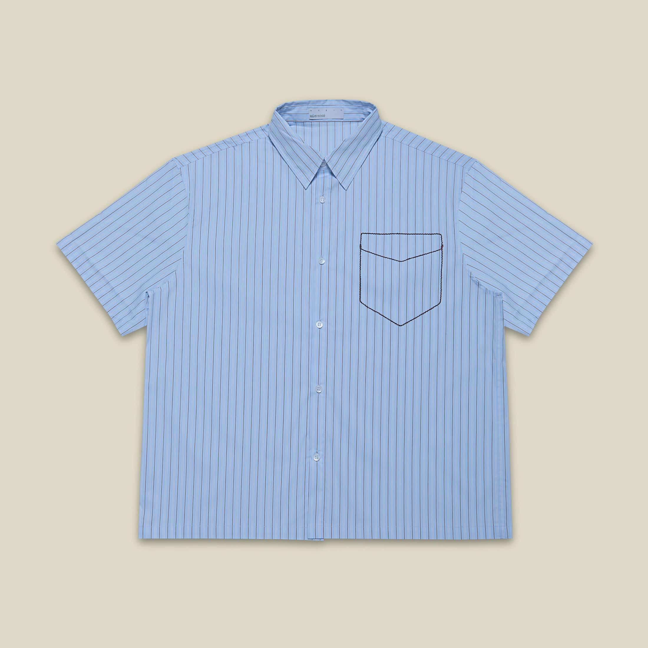 Camisa Bolsillo Bordado Azul
