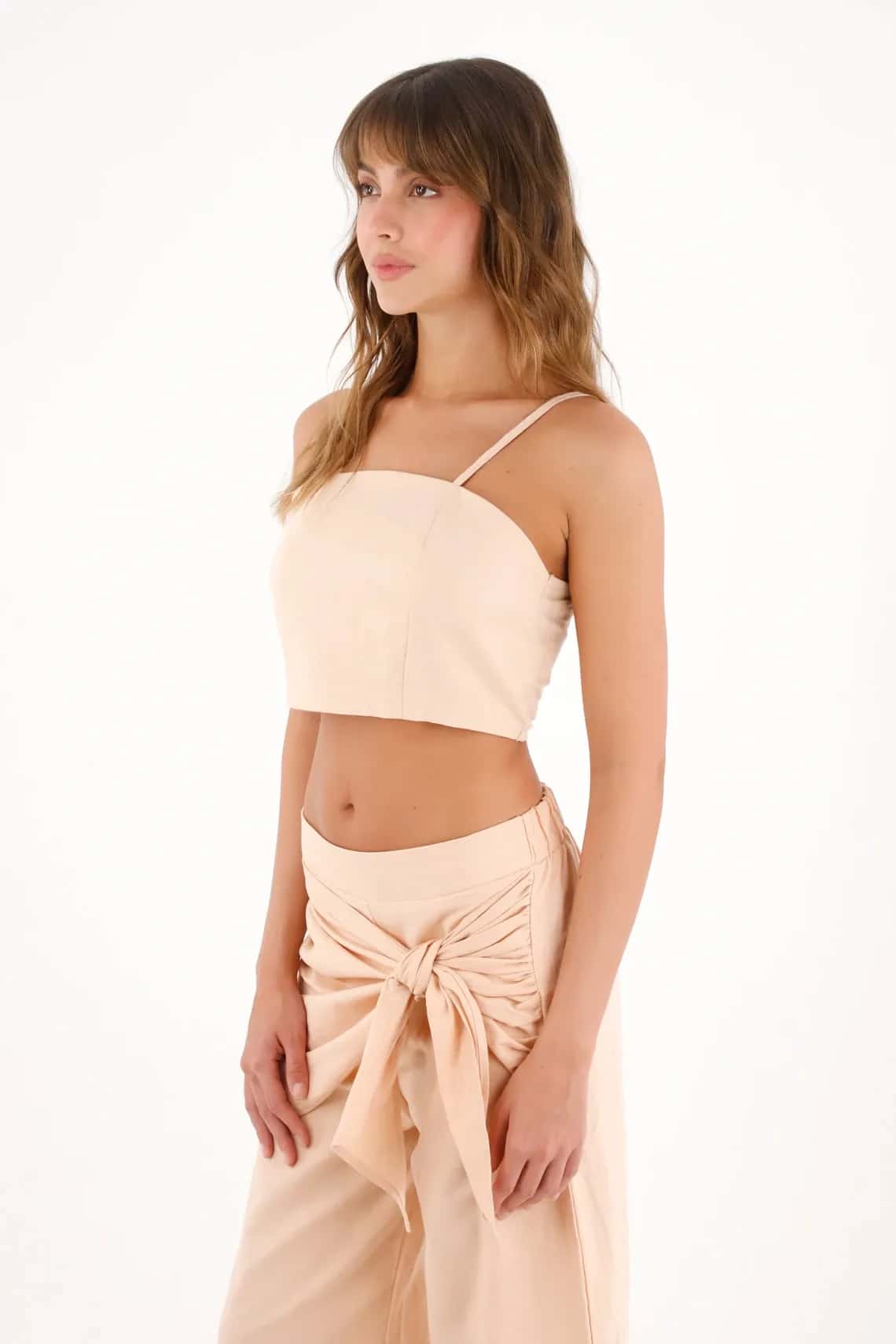 Camisa tipo crop top rosada para mujer