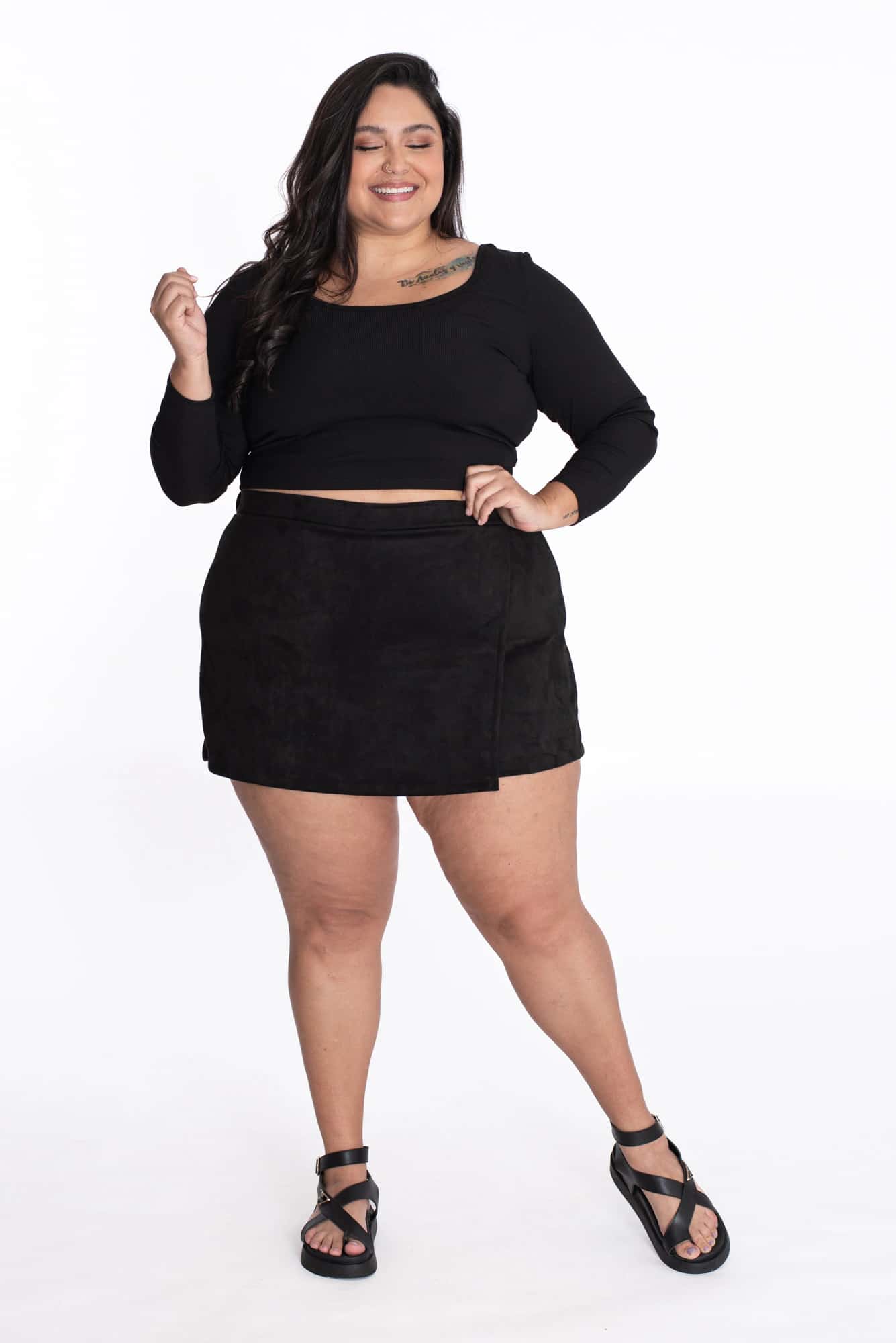 Falda Short Olivo Negra