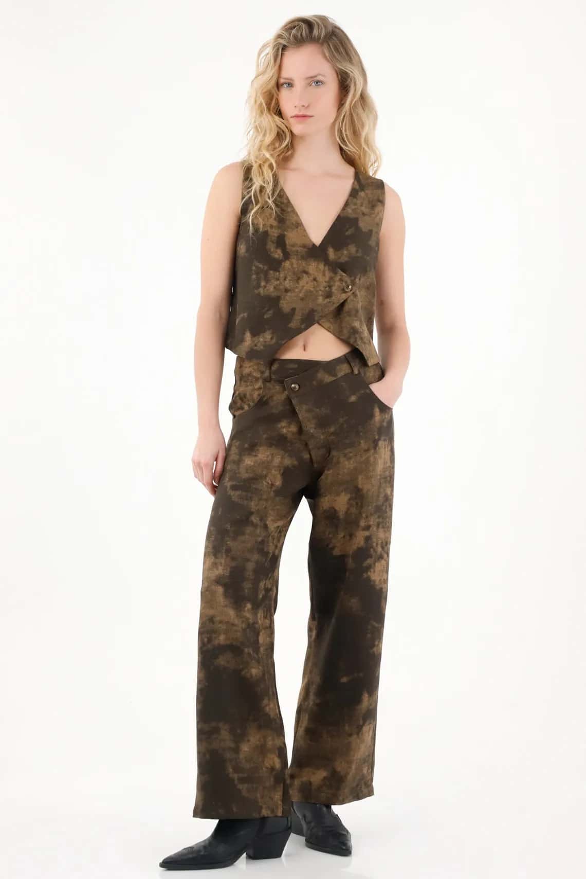 Pantalón Recto con efecto vintage para mujer