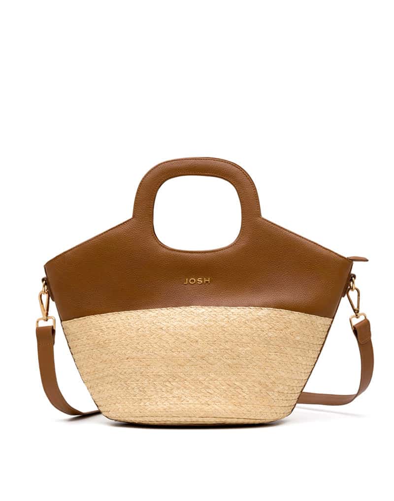 Cartera en cuero y fibra natural para dama REF CAL-01
