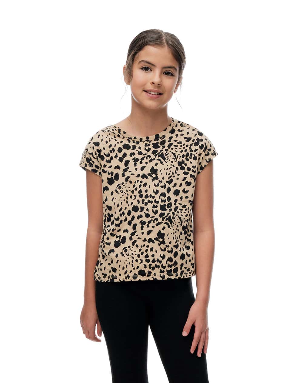 Camiseta regular algodón habano print niña