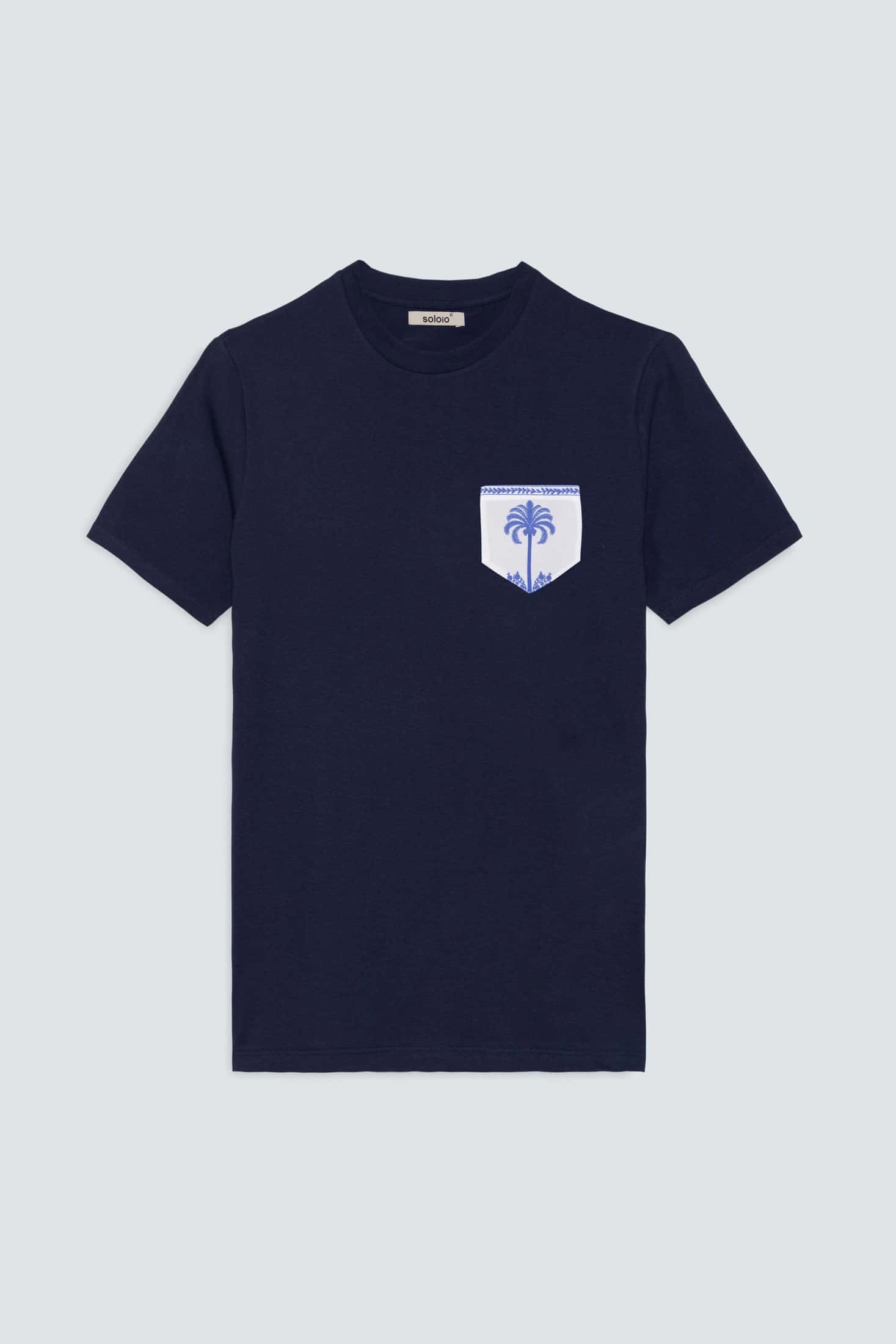 Men's cotton t-shirt navy palm