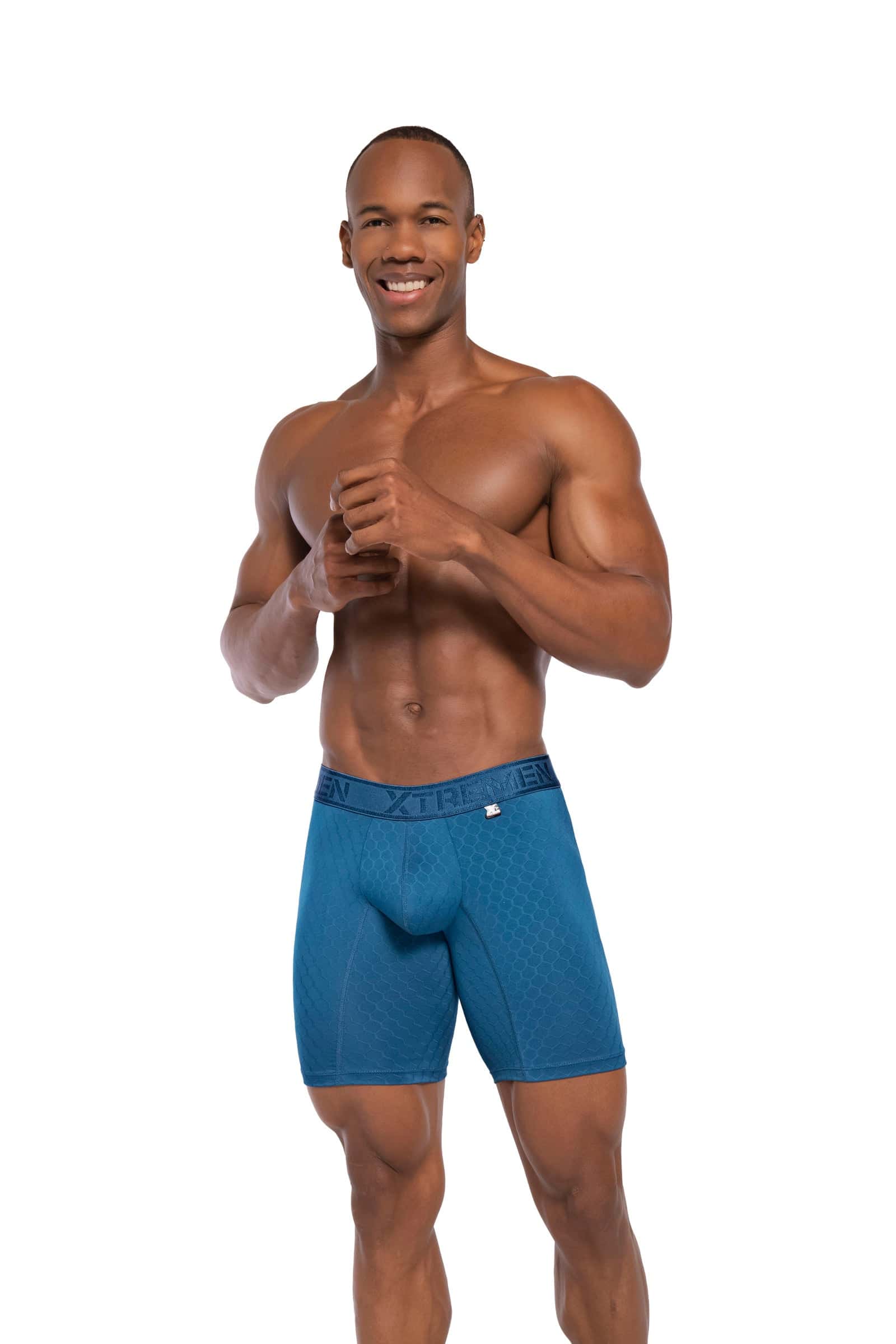BOXER CLÁSICO LARGO MICROFIBRA JACQUARD COLMENA PETROLEO - miniatura 1
