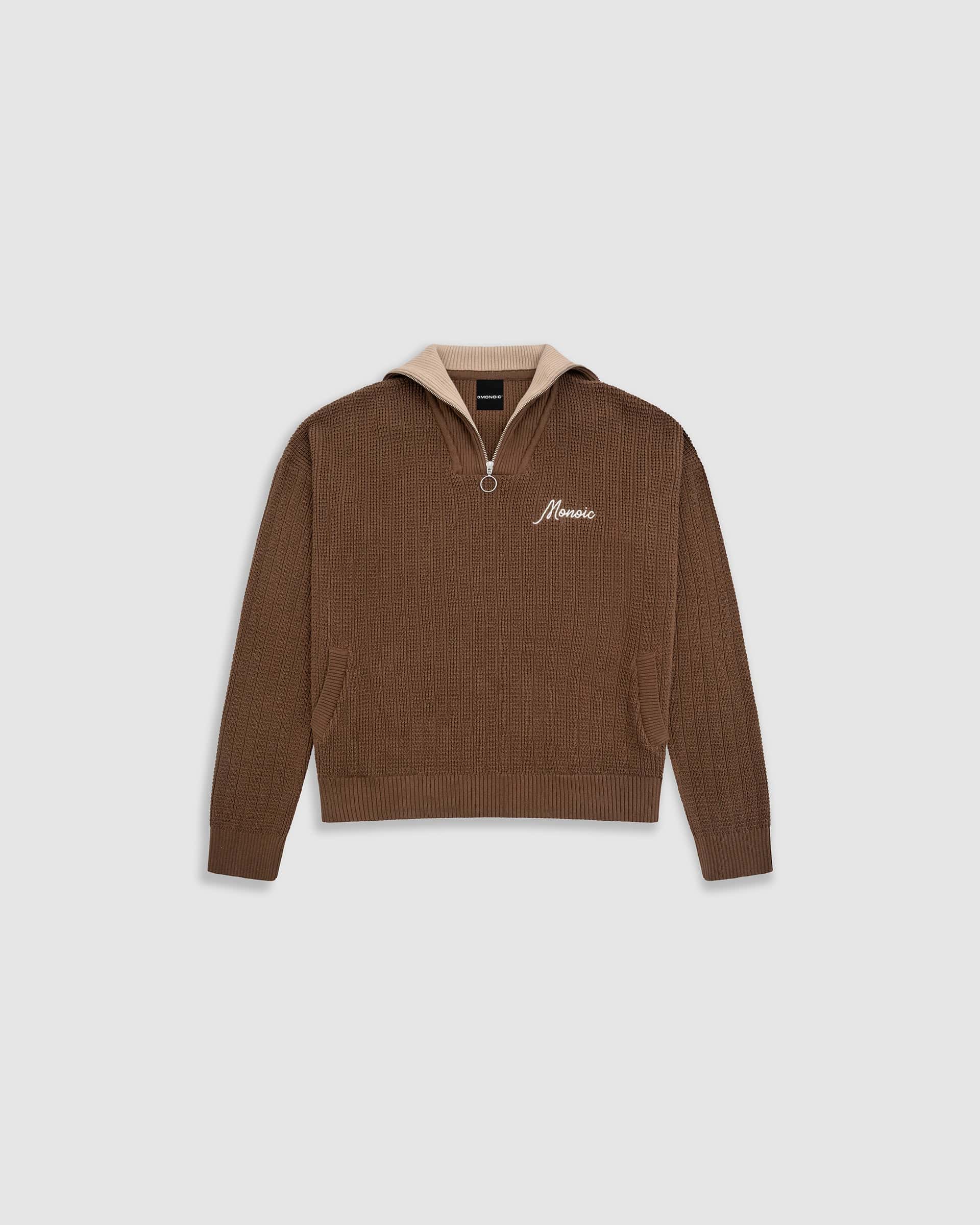 Zip Funnel Neck Knitwear - Café y Crema