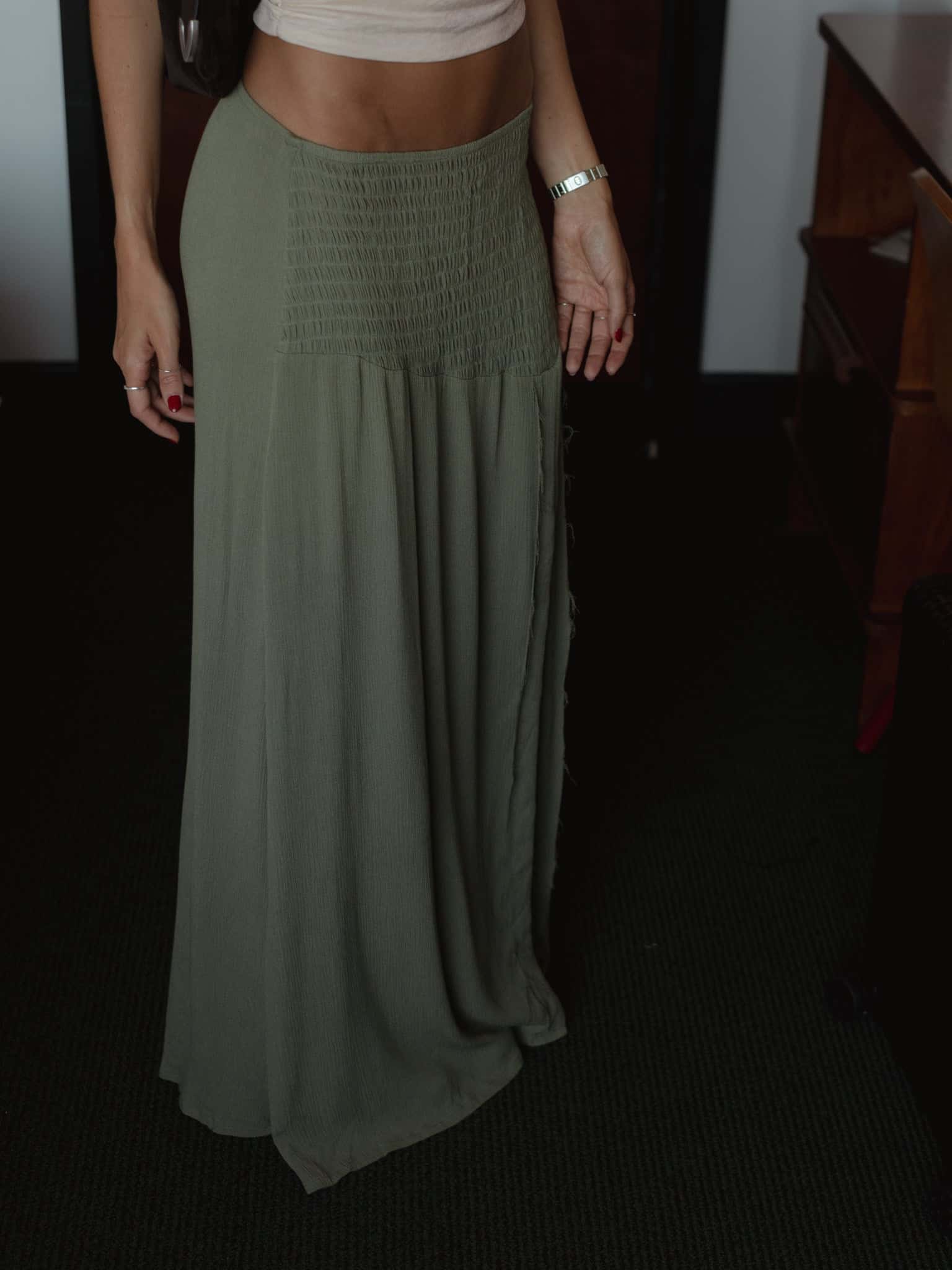 BOHO MAXI SKIRT - OLIVE