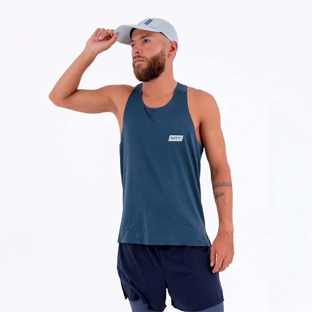 CAMISETA RUNNING MANGA SISA LEVIT AZUL OSCURO PARA HOMBRE - miniatura 1