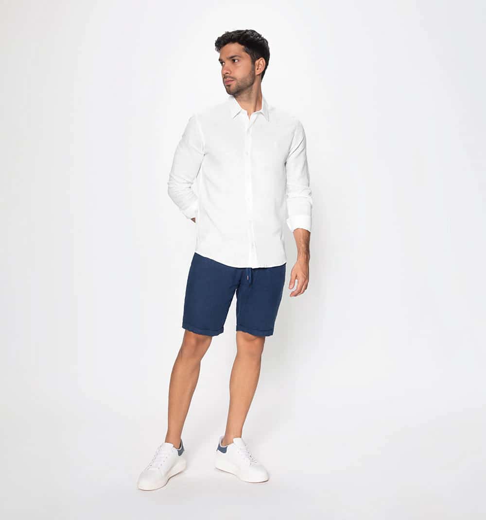 Camisa en lino manga larga regular fit