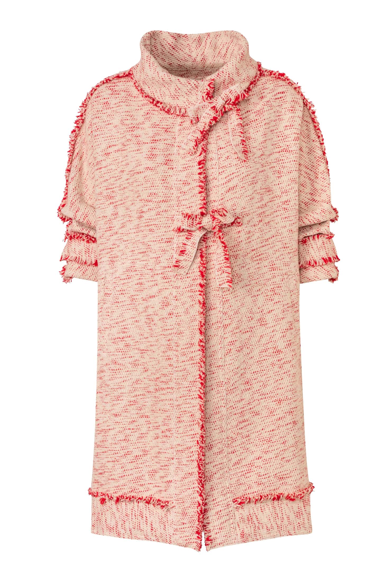Compact Cotton Coat with Fringe Detail - miniatura 2