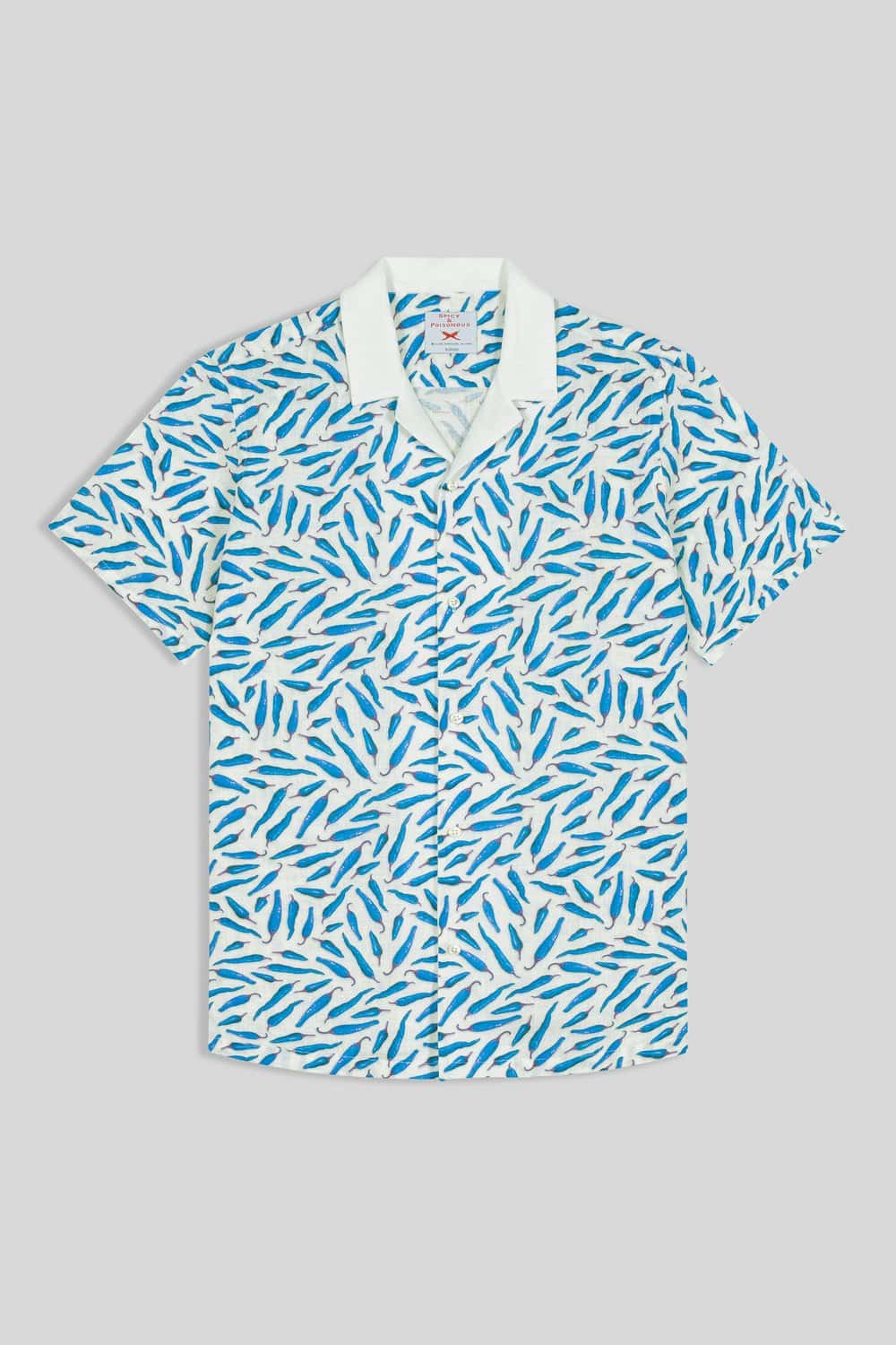 Men's linen shirt blue peppers