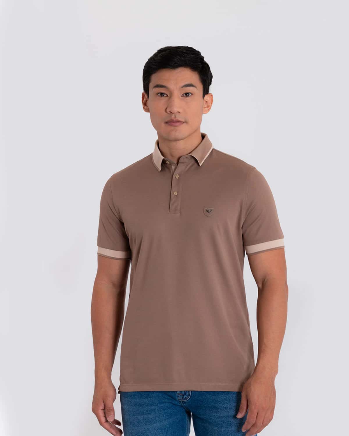 Polo slim caqui para hombre