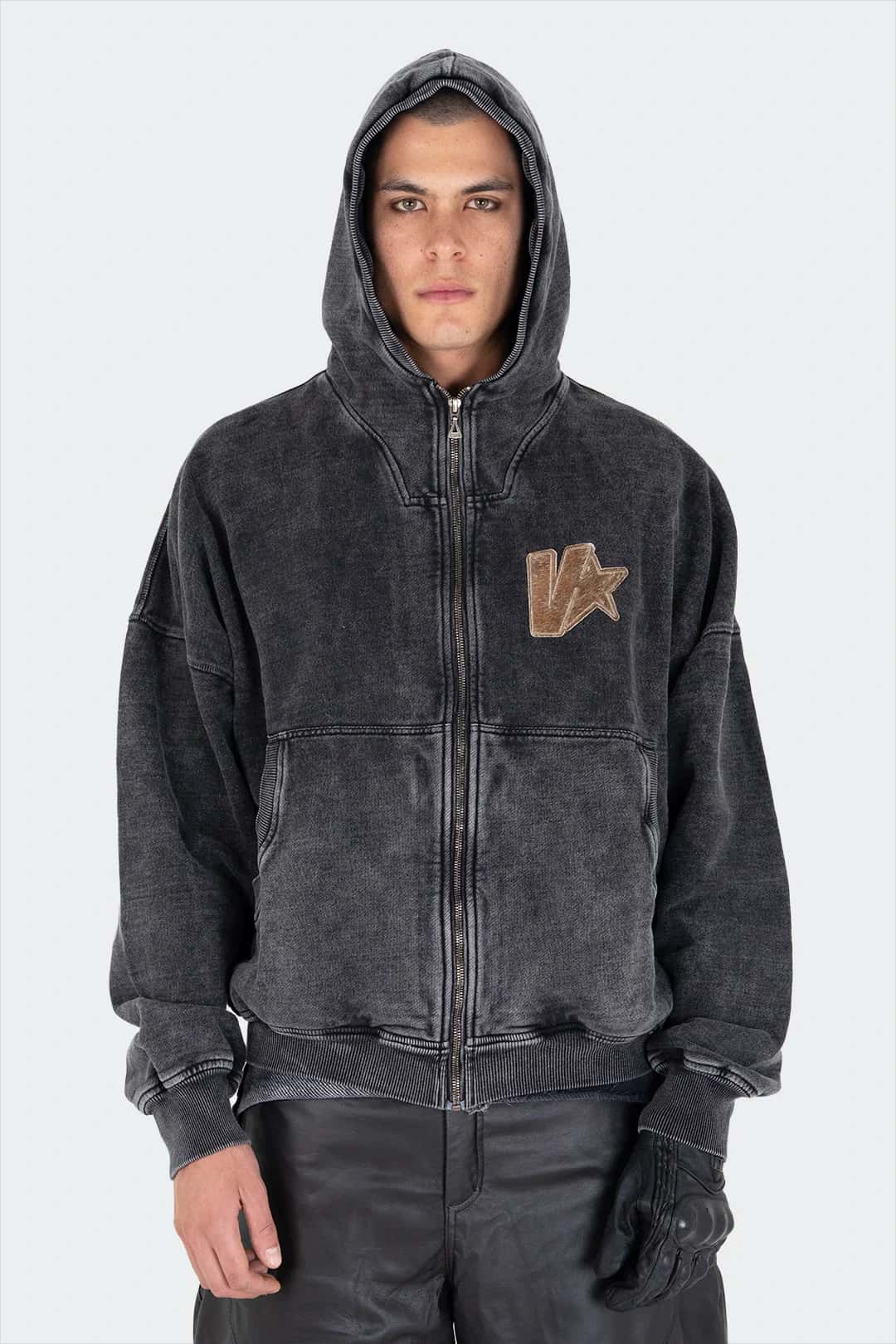 VENENO BUZO ZIPPER LEATHER COW