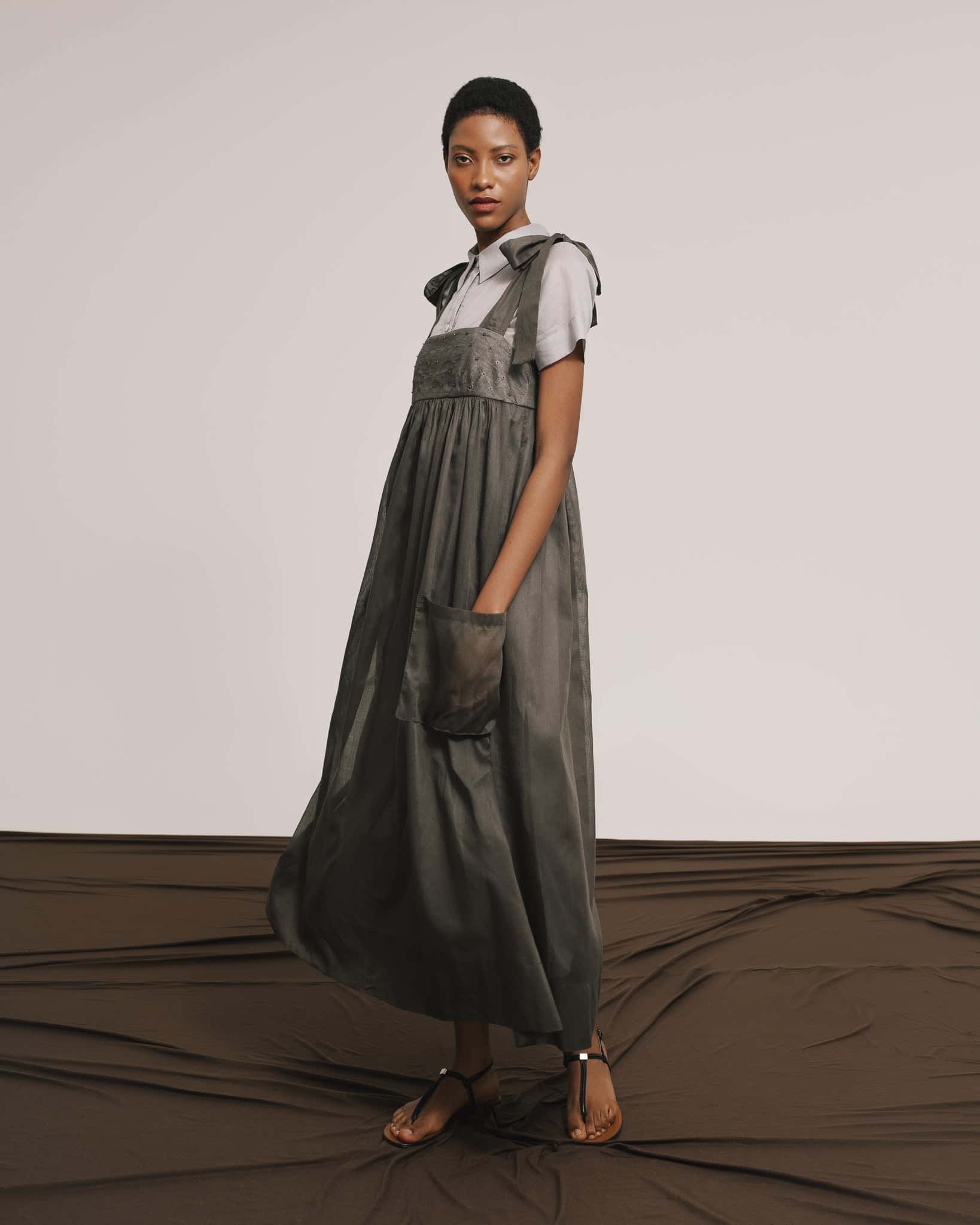 Embroidered Cotton Voile Midi Sundress - miniatura 1