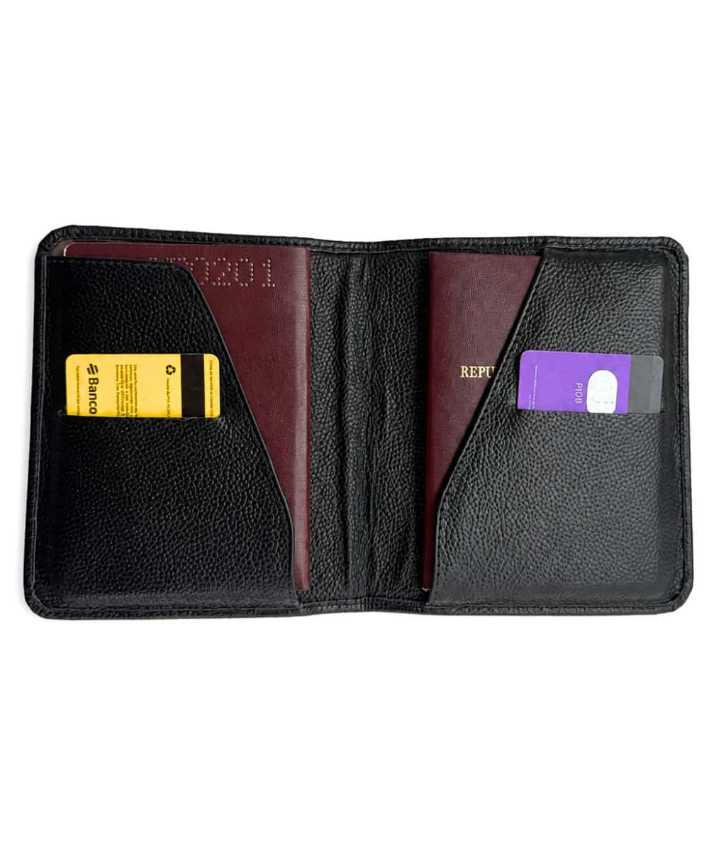 Portapasaporte de Cuero Negro - miniatura 2