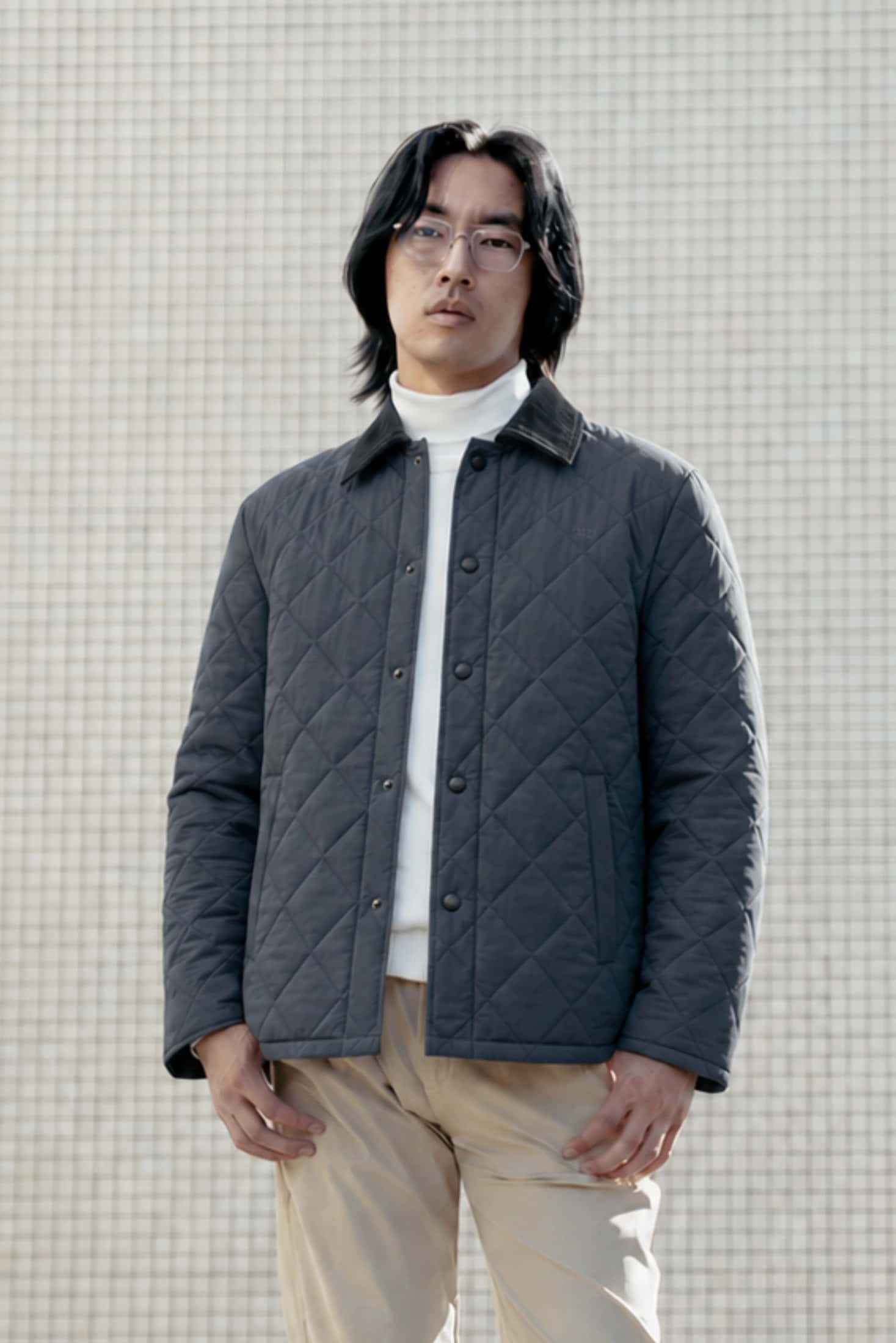 Chaqueta Alcolchada Rombos Gris