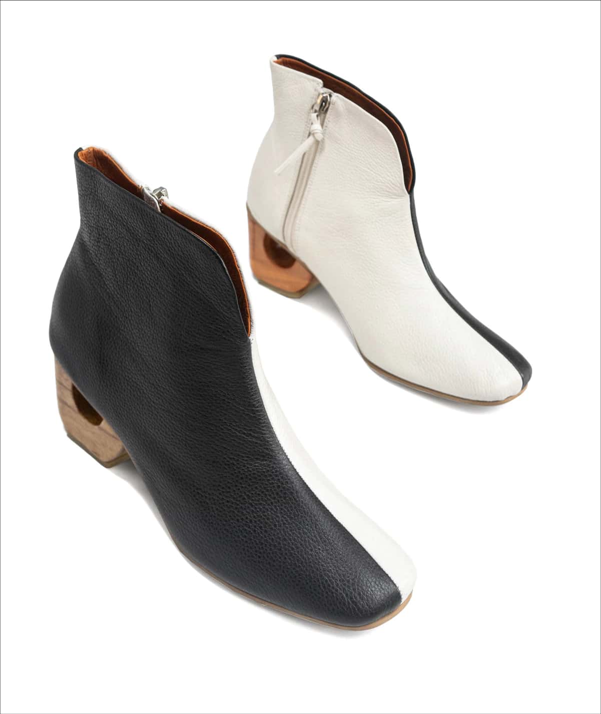barbra bitono botas en cuero genuino con tacon en madera