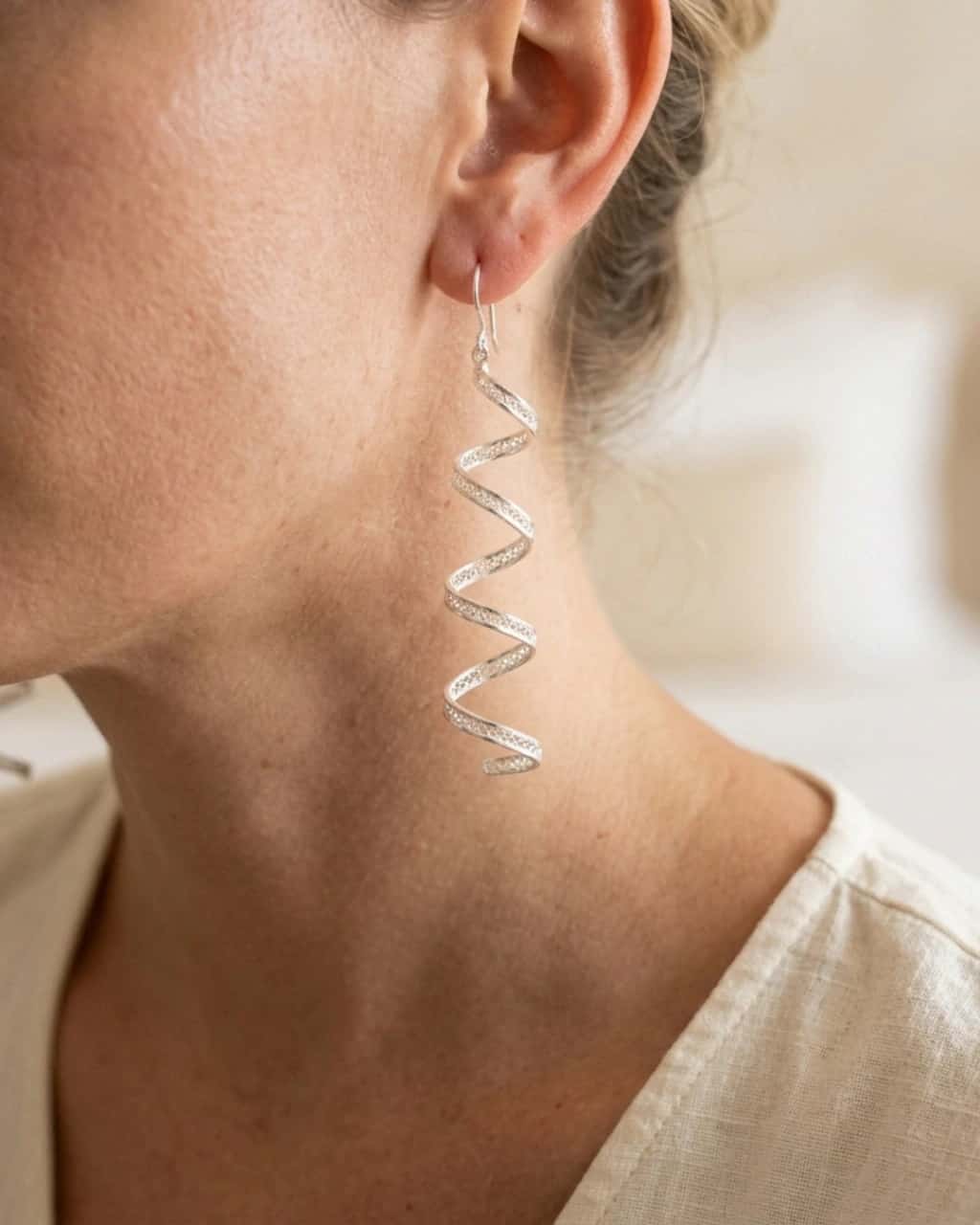 Aretes Espiral delgados en Plata ley 950 Filigrana