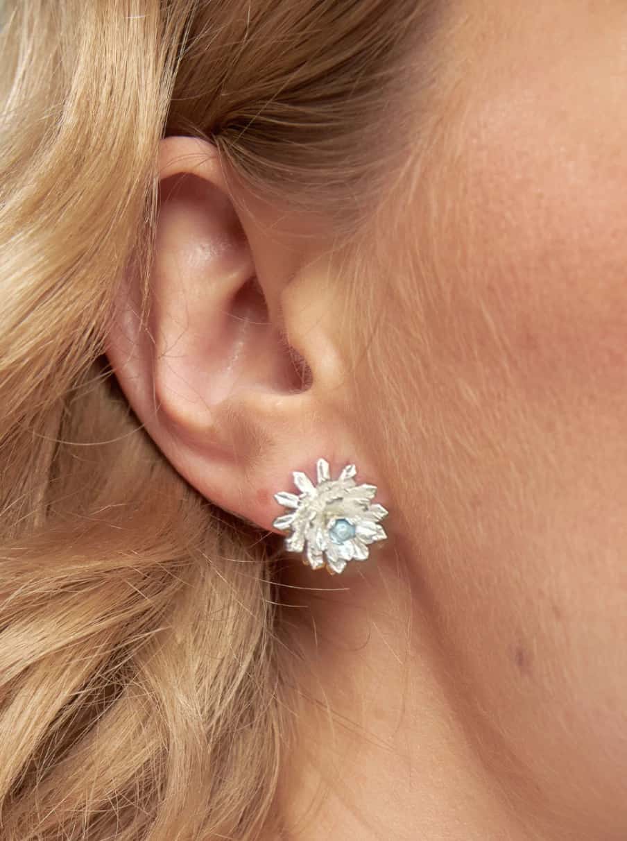 Aretes topos frailejón plata y amatista - miniatura 2