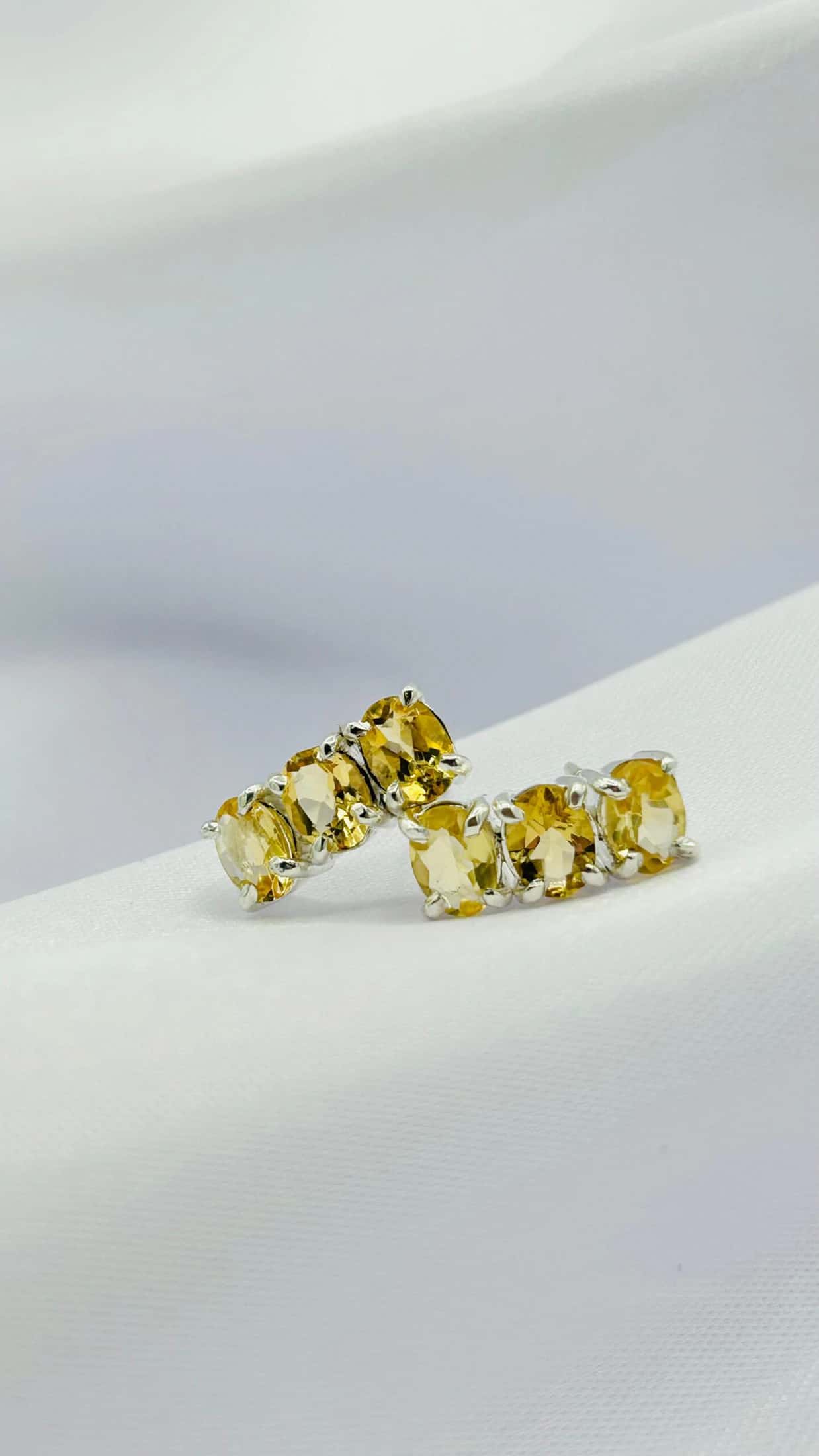 Aretes Citrino Ovalados Fijos