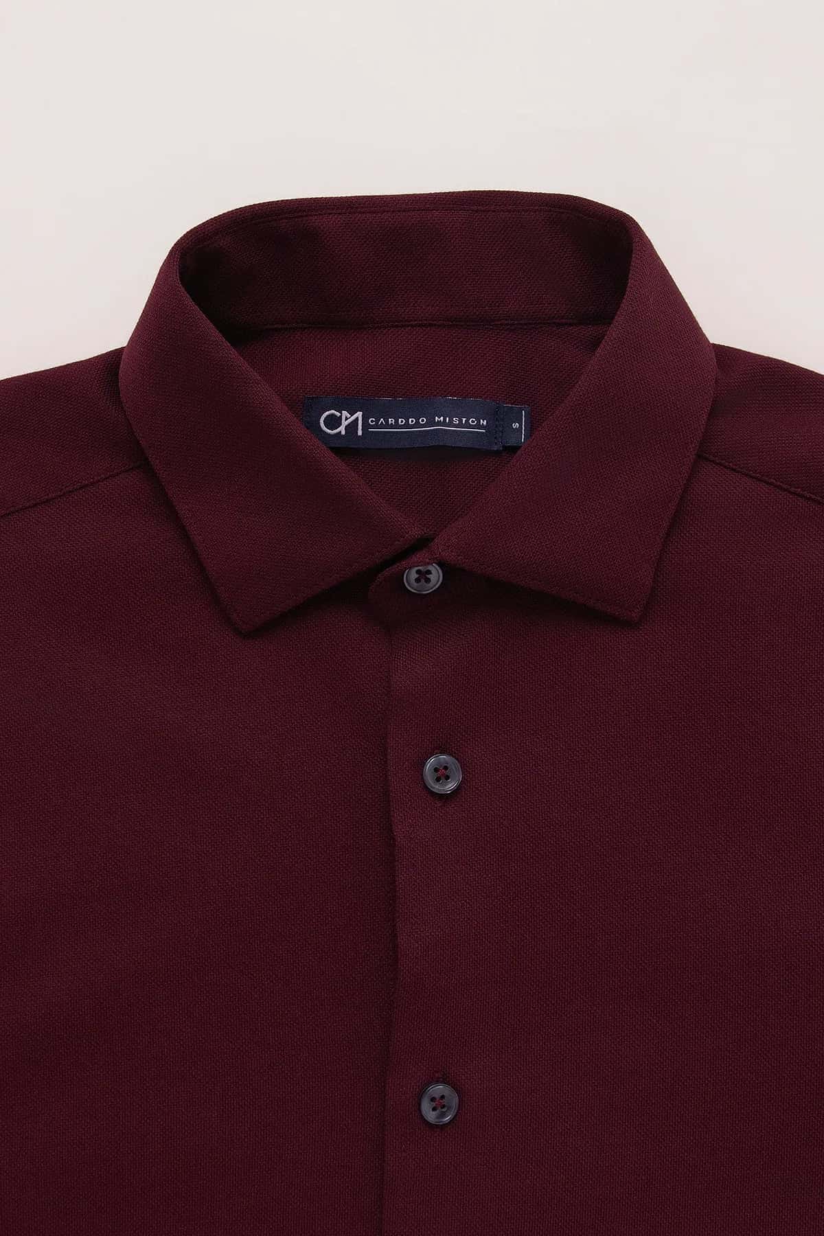 Camisa Piqué Algodón Borgoña - miniatura 2