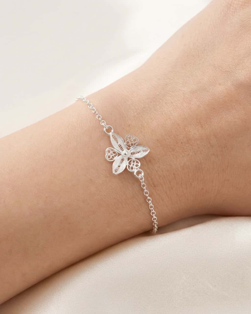 Pulsera Orquidea en Plata Ley 950 Filigrana
