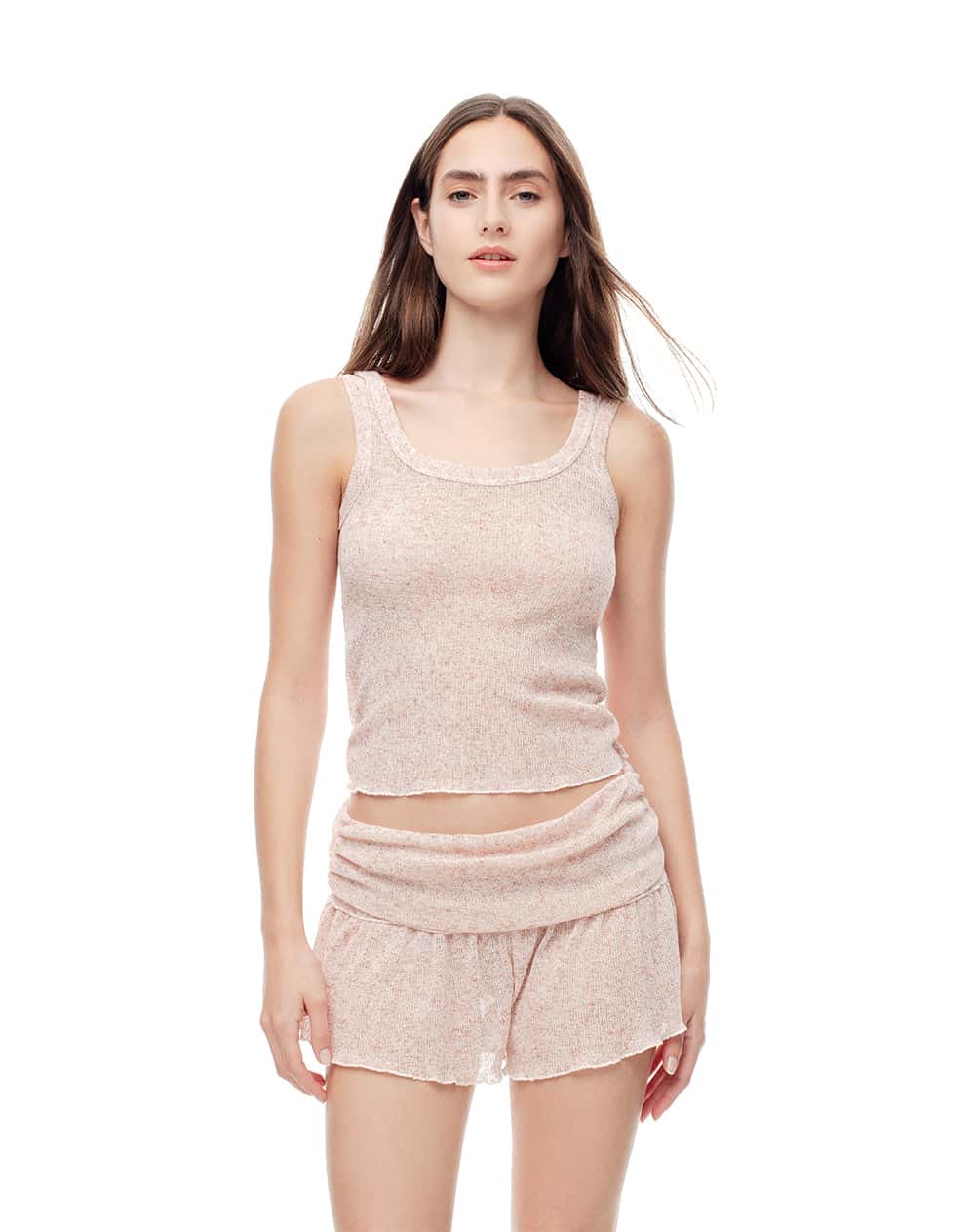 Short de pijama transparencia crema mujer