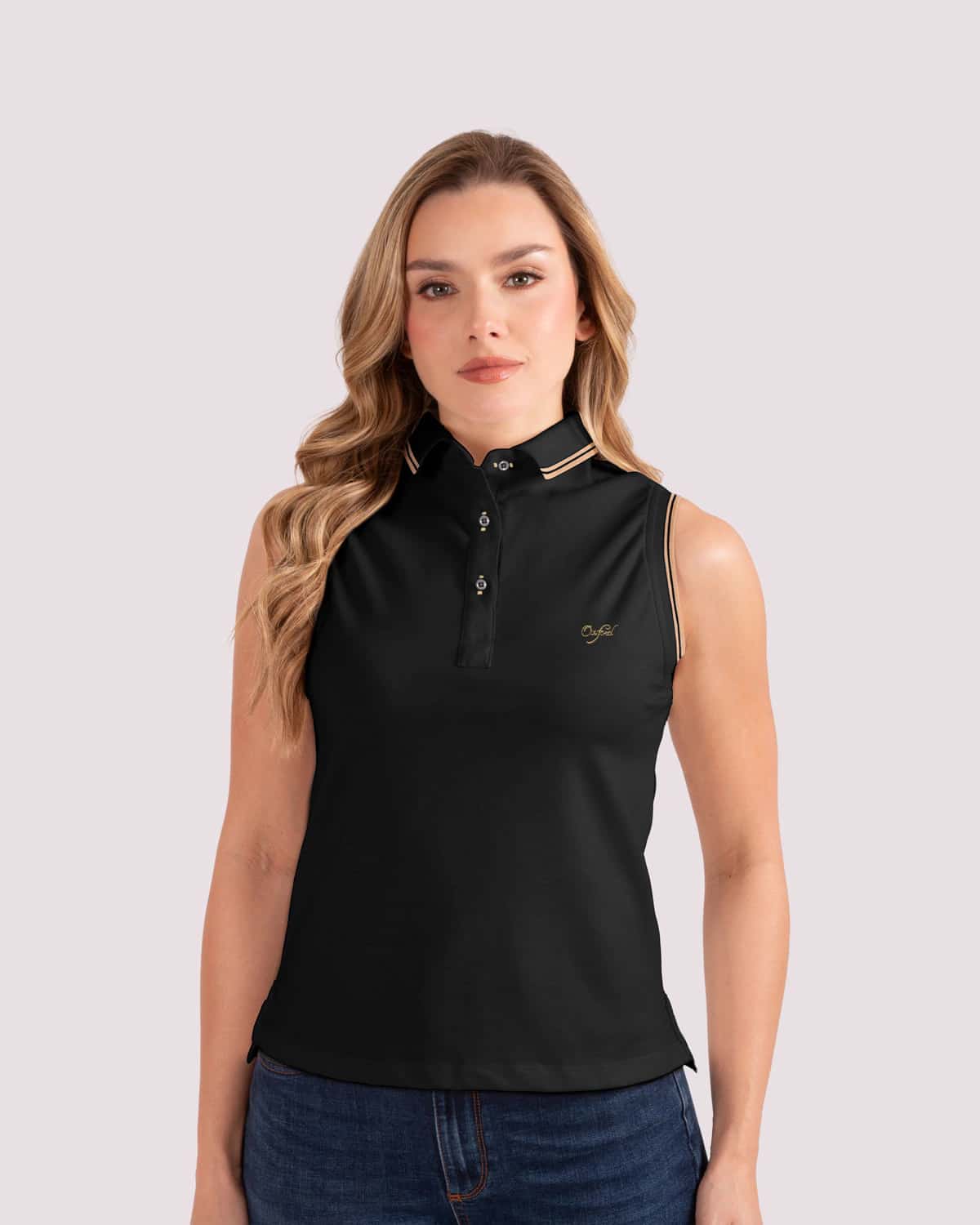 Polo negro manga sisa para mujer