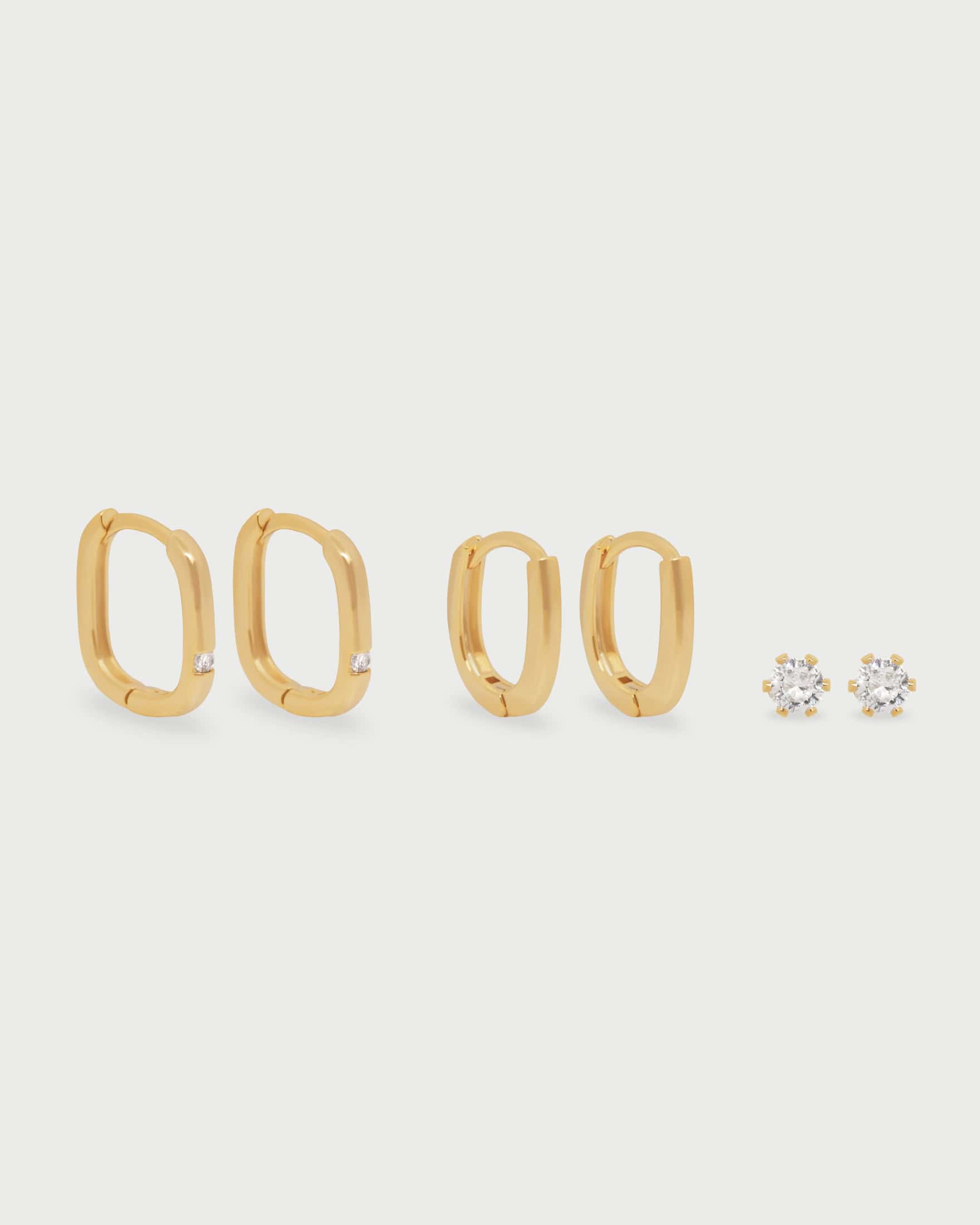 Set X3 Aretes Oval Cristal