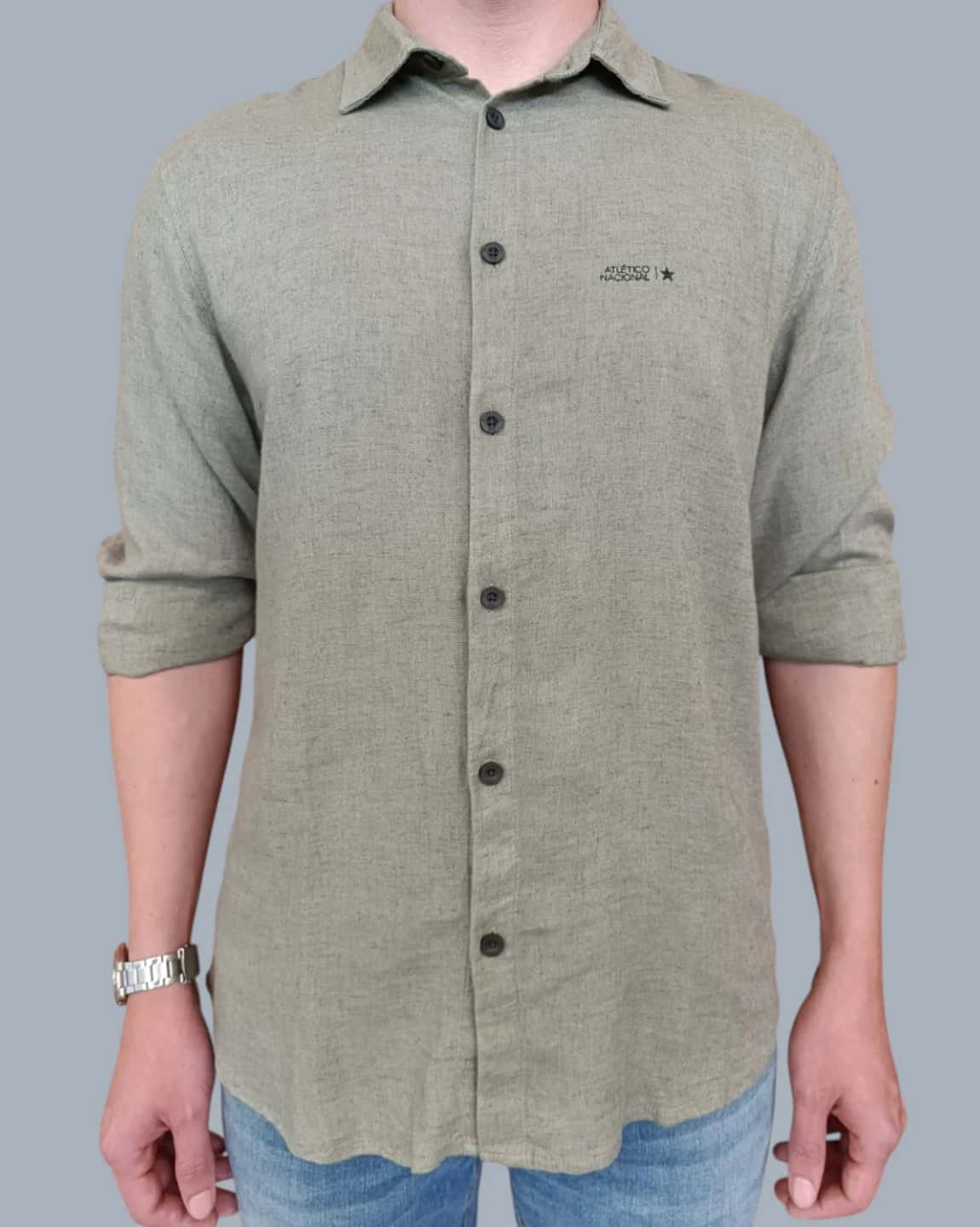CAMISA LINO MANGA LARGA VERDE HOMBRE