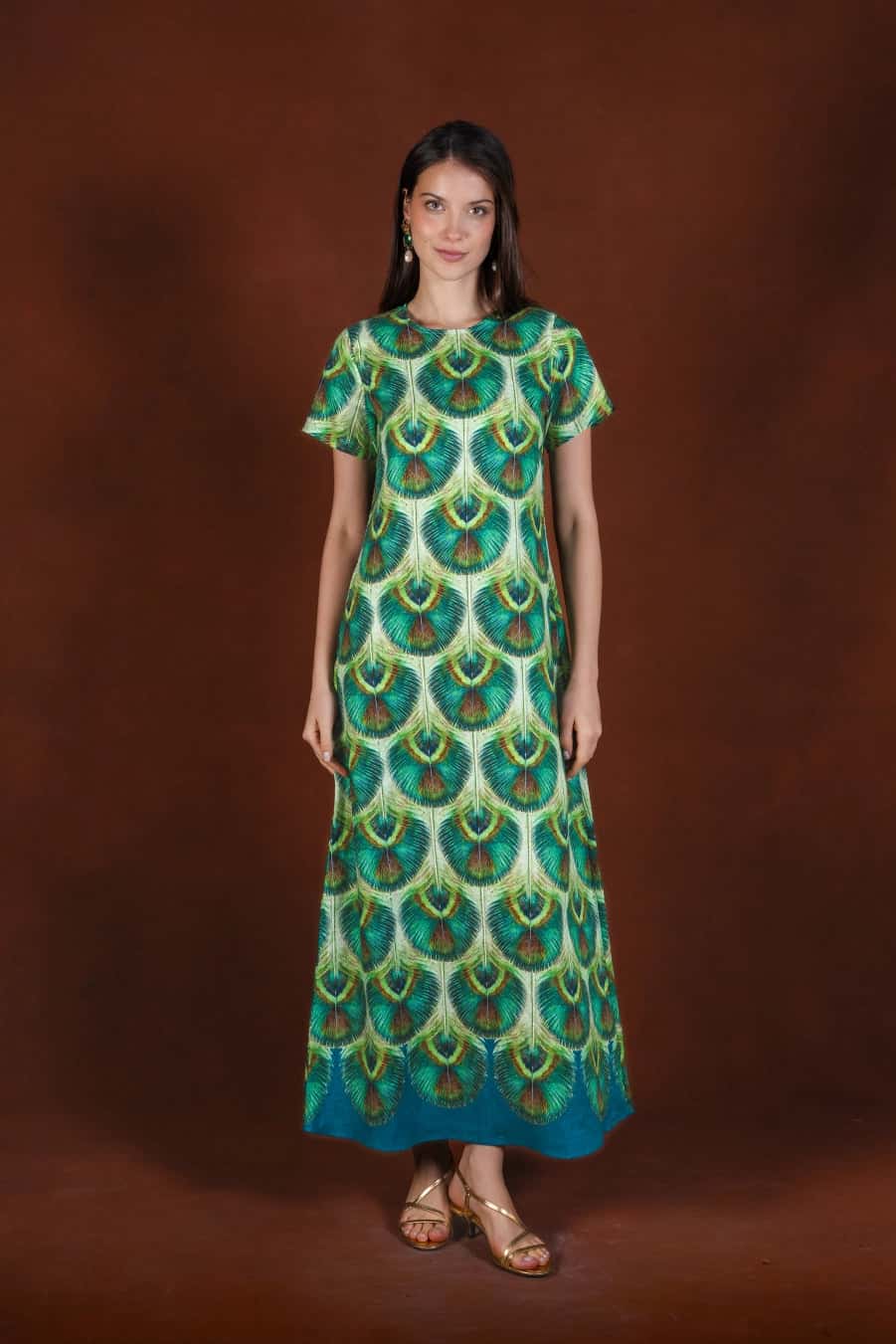 Women's Iridis long linen dress green