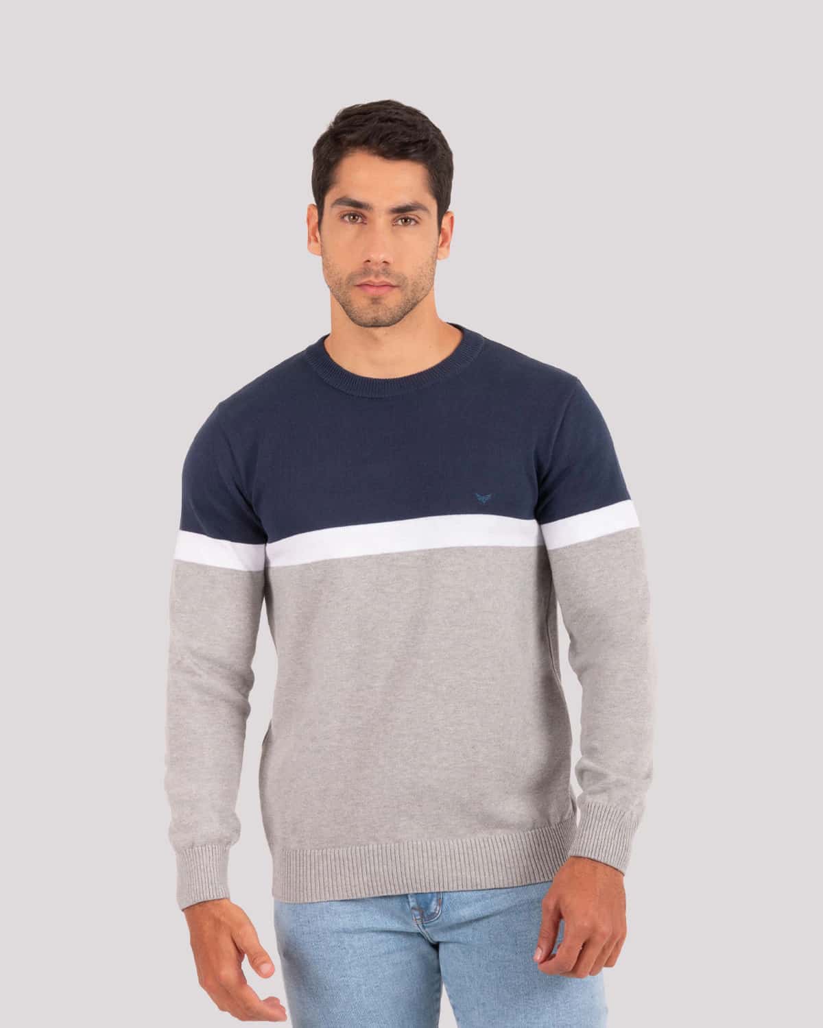 Sweater azul bloques para hombre