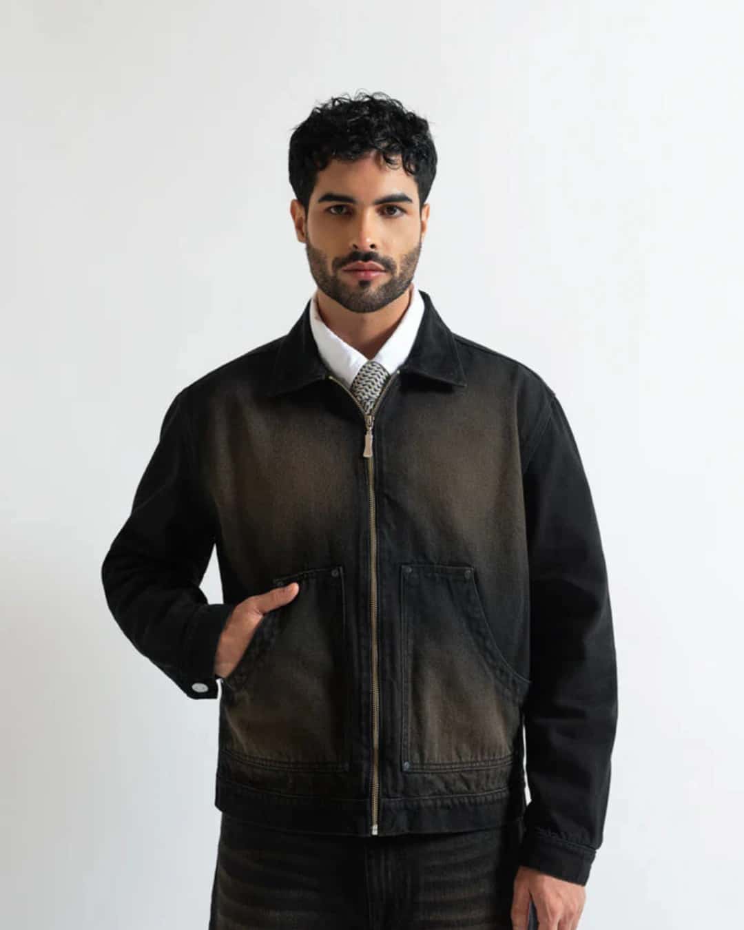 MONCLAIR WASHED BLACK BROWN JACKET - miniatura 2