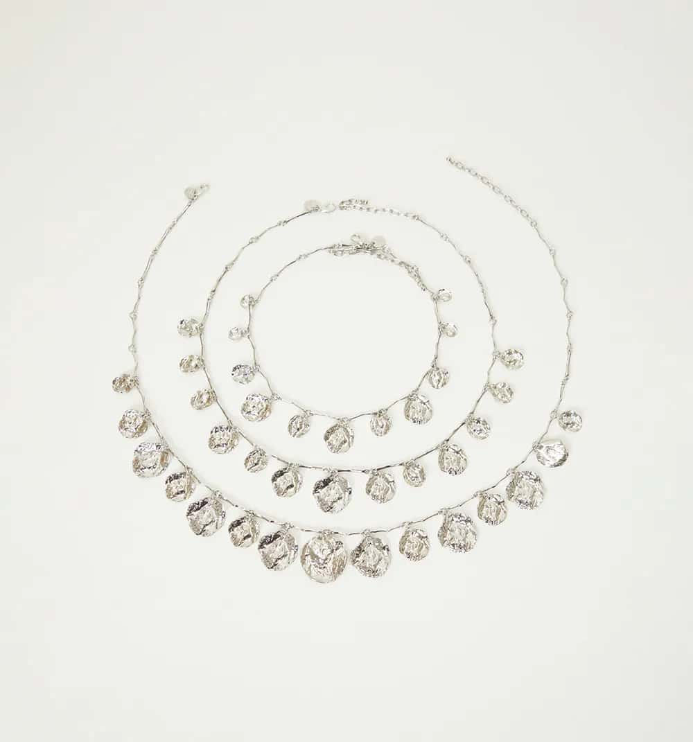 Collar dijes martillados set x3