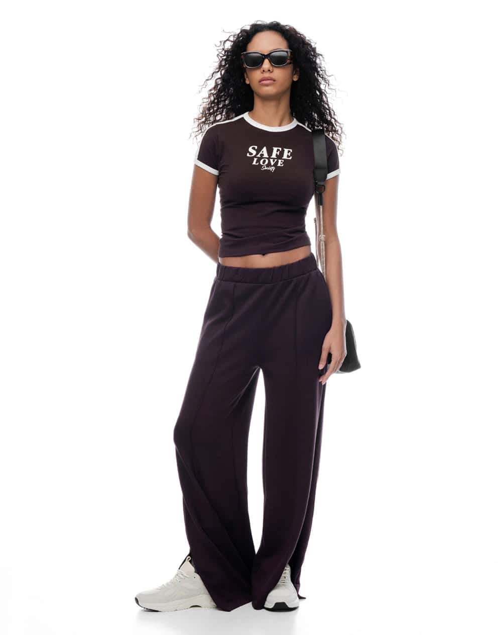 Pantalón tiro alto vino tinto mujer