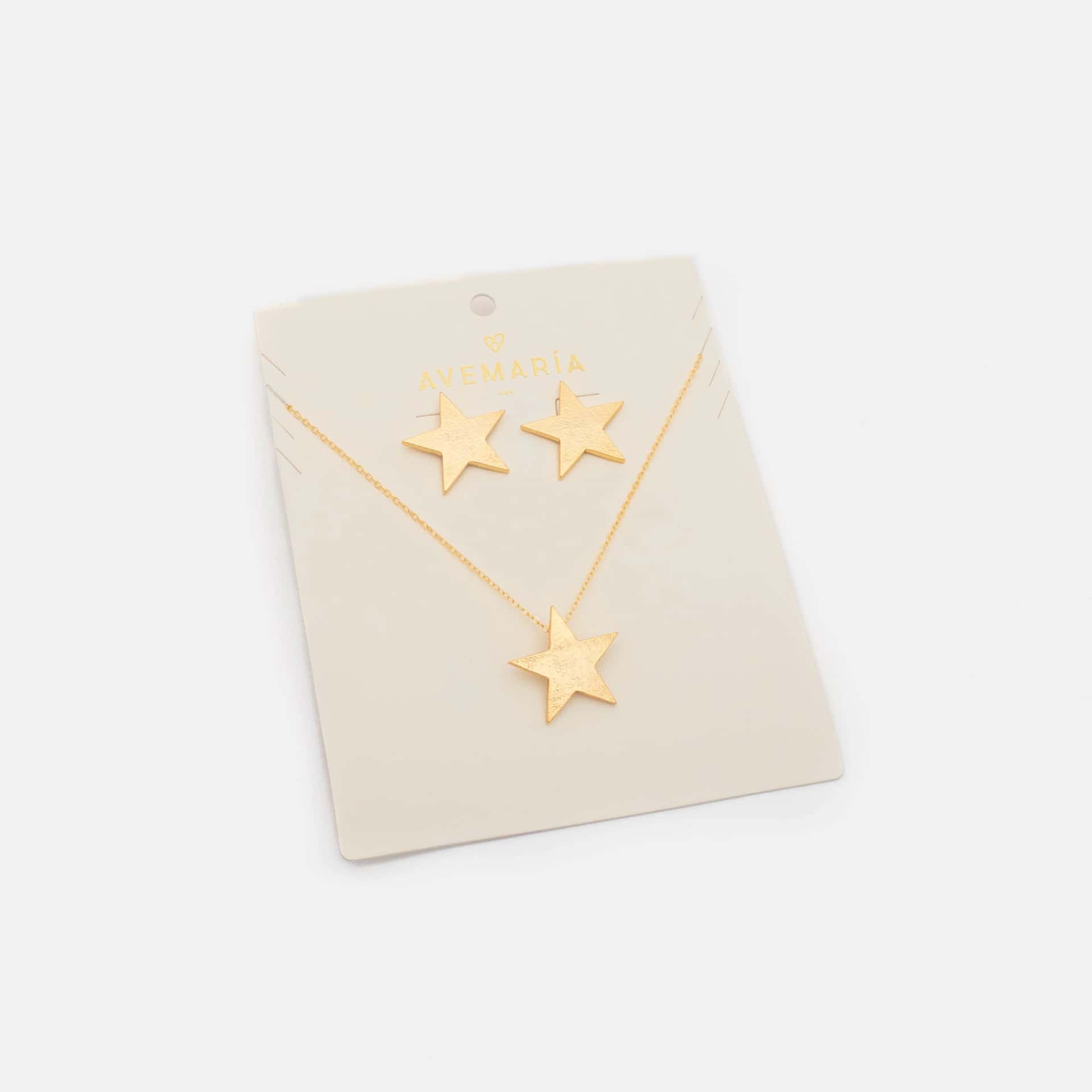 Set Cadena y Aretes Maxi Estrella