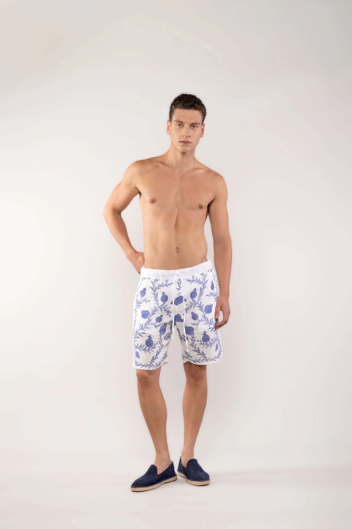 Men's linen bermuda navy timur