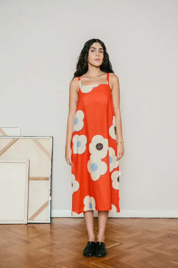 VESTIDO FLORES FUEGO - miniatura 2