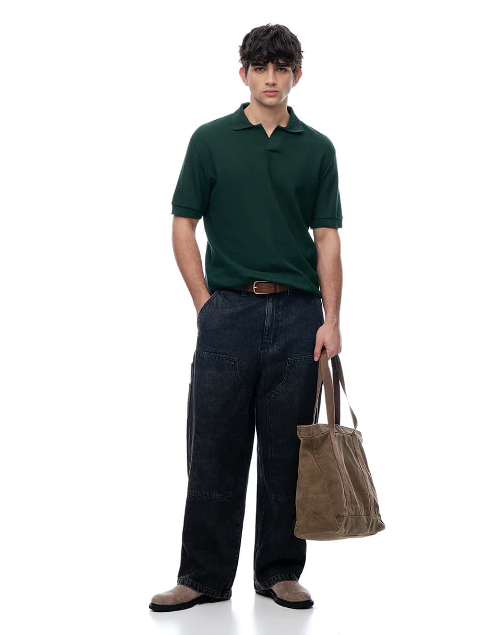 Polo regular verde hombre