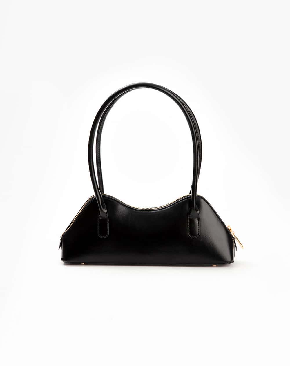 Bolso tipo baguette alargado negro mujer